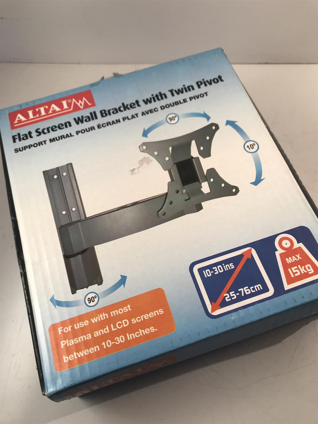 Altai Universal Flat Screen Wall Mount Bracket with Twin Pivot for Screens up to