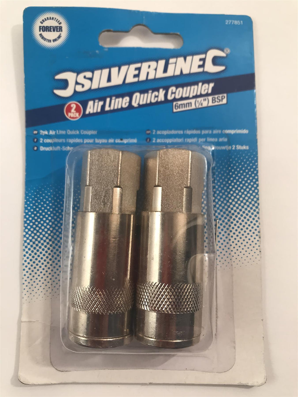 Silverline 2pk Air Line Quick Coupler 6mm (1/4") BSP  277851