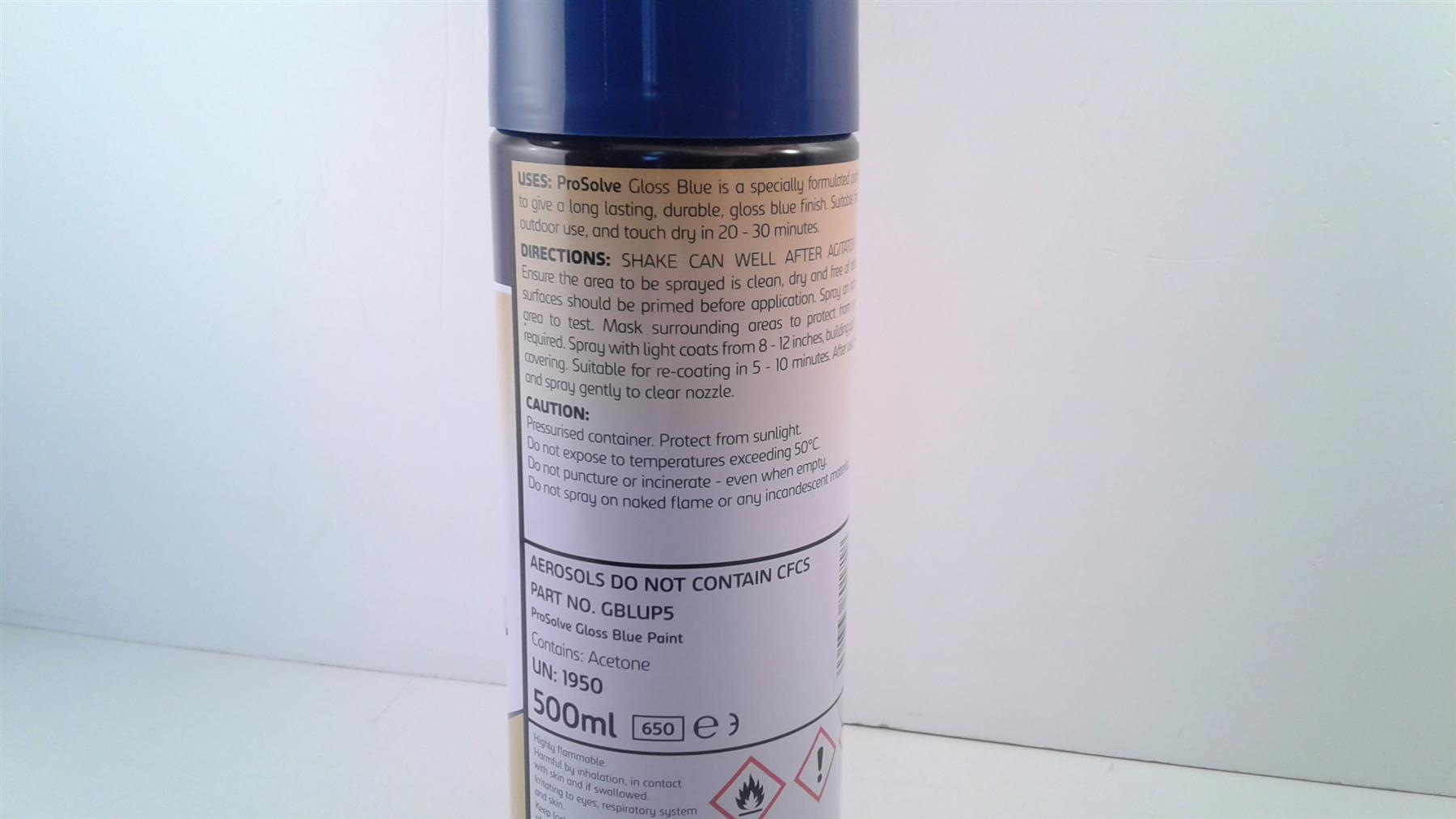 ProSolve Blue Gloss Spray Paint Indoor Outdoor Wood Metal 500ml