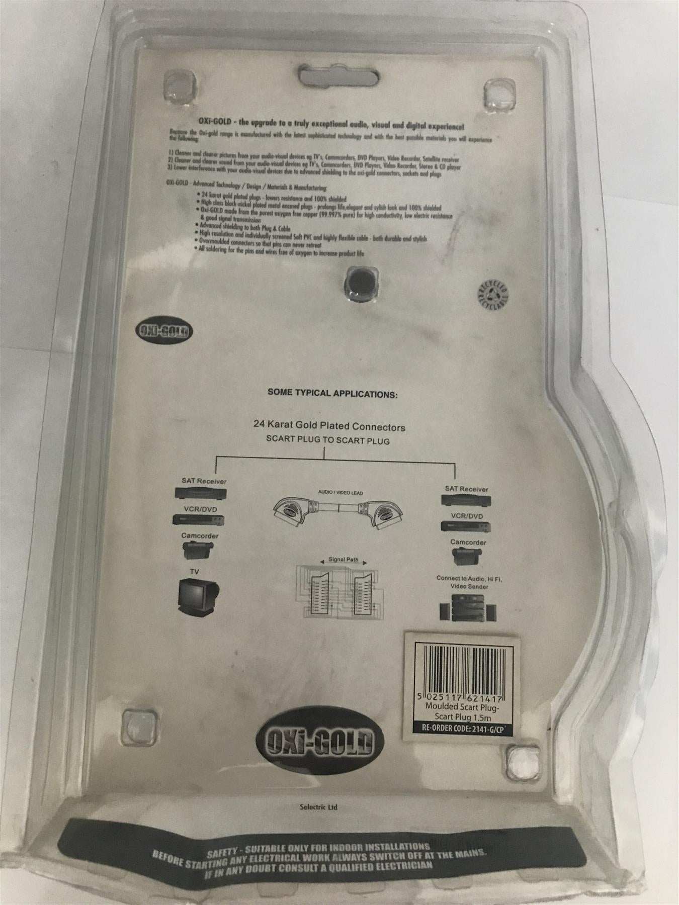 Oxi-Gold Scart Plug - Scart Plug 21 Pin Gold Plated  1.5M  2141-G/CP