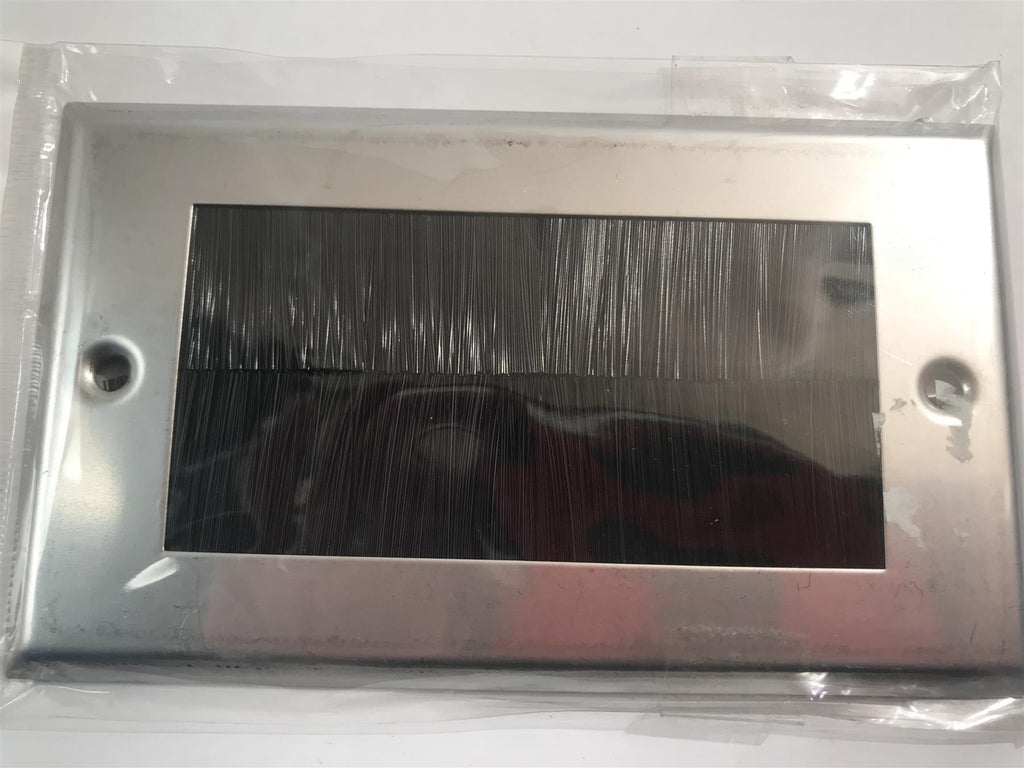 Double Brush Plate for Cable Entry Polished Chrome  Black Brushes