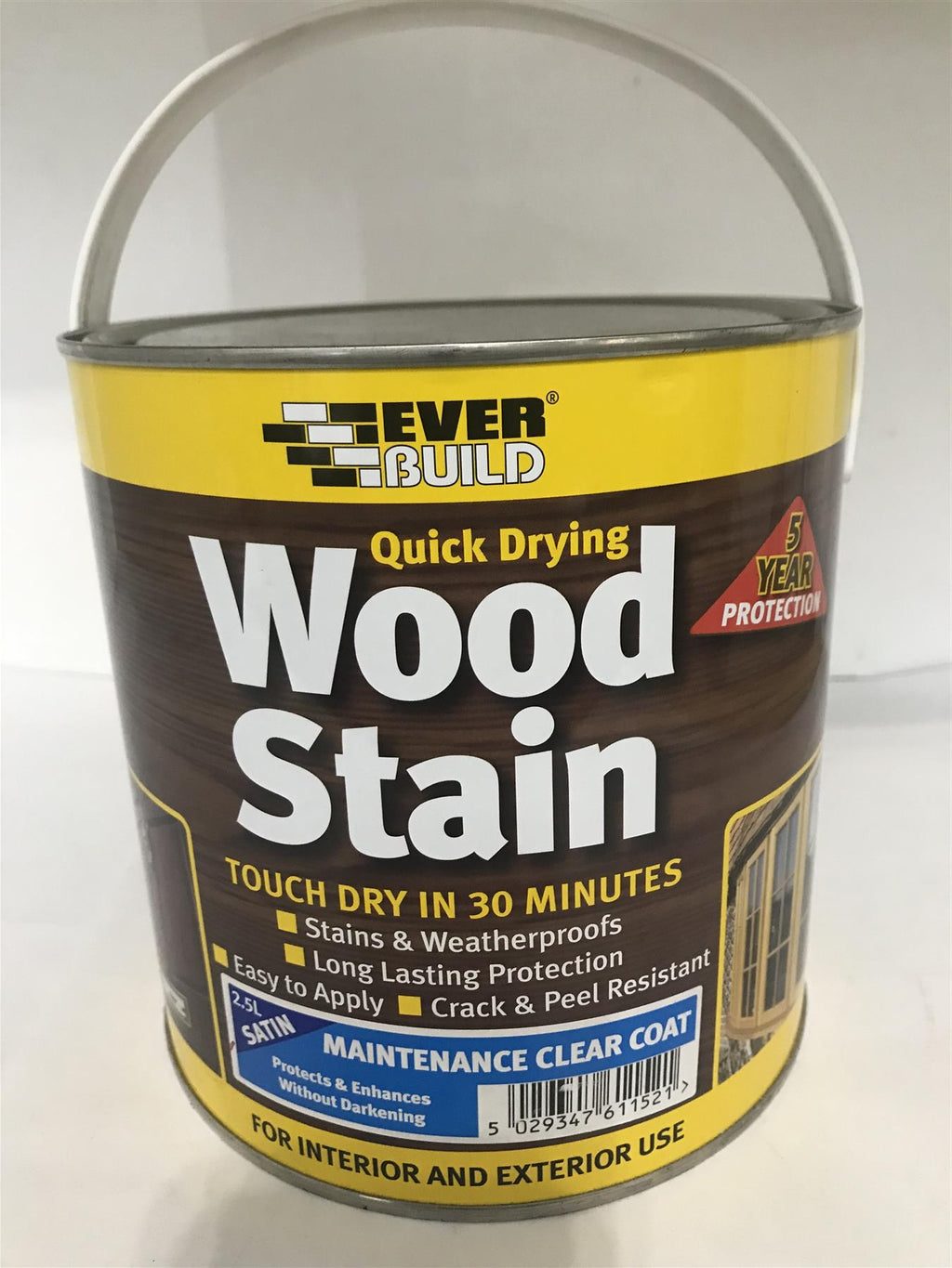 Everbuild Quick Drying Wood Stain Maintenance Clear Coat Satin 2.5L