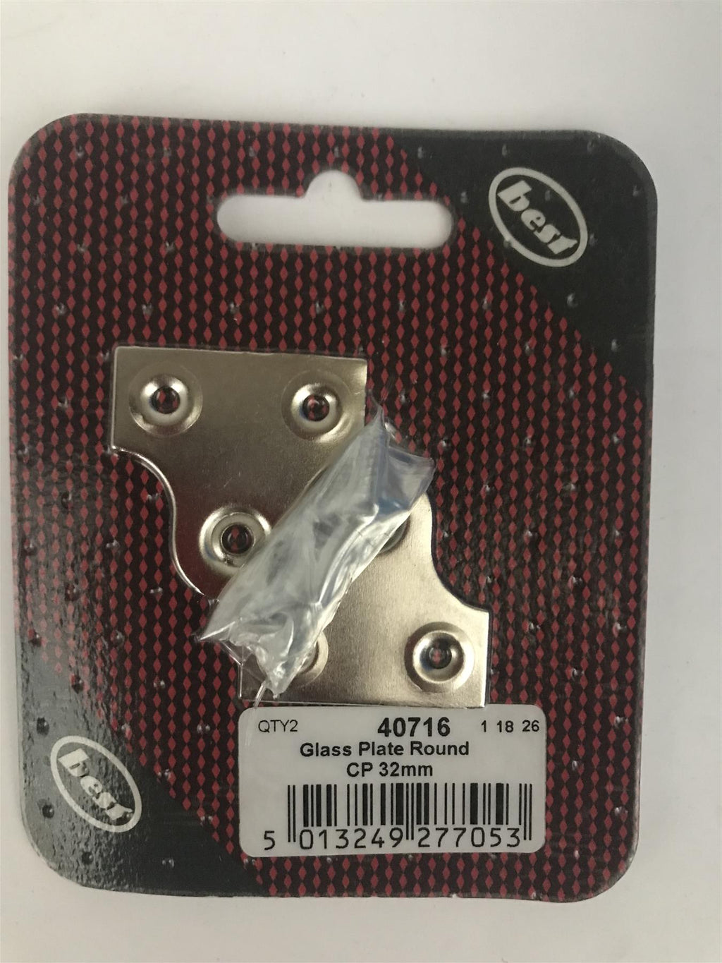 Best 32mm Glass Hanging Plate Round Chrome Plated (2 Pk) 40716