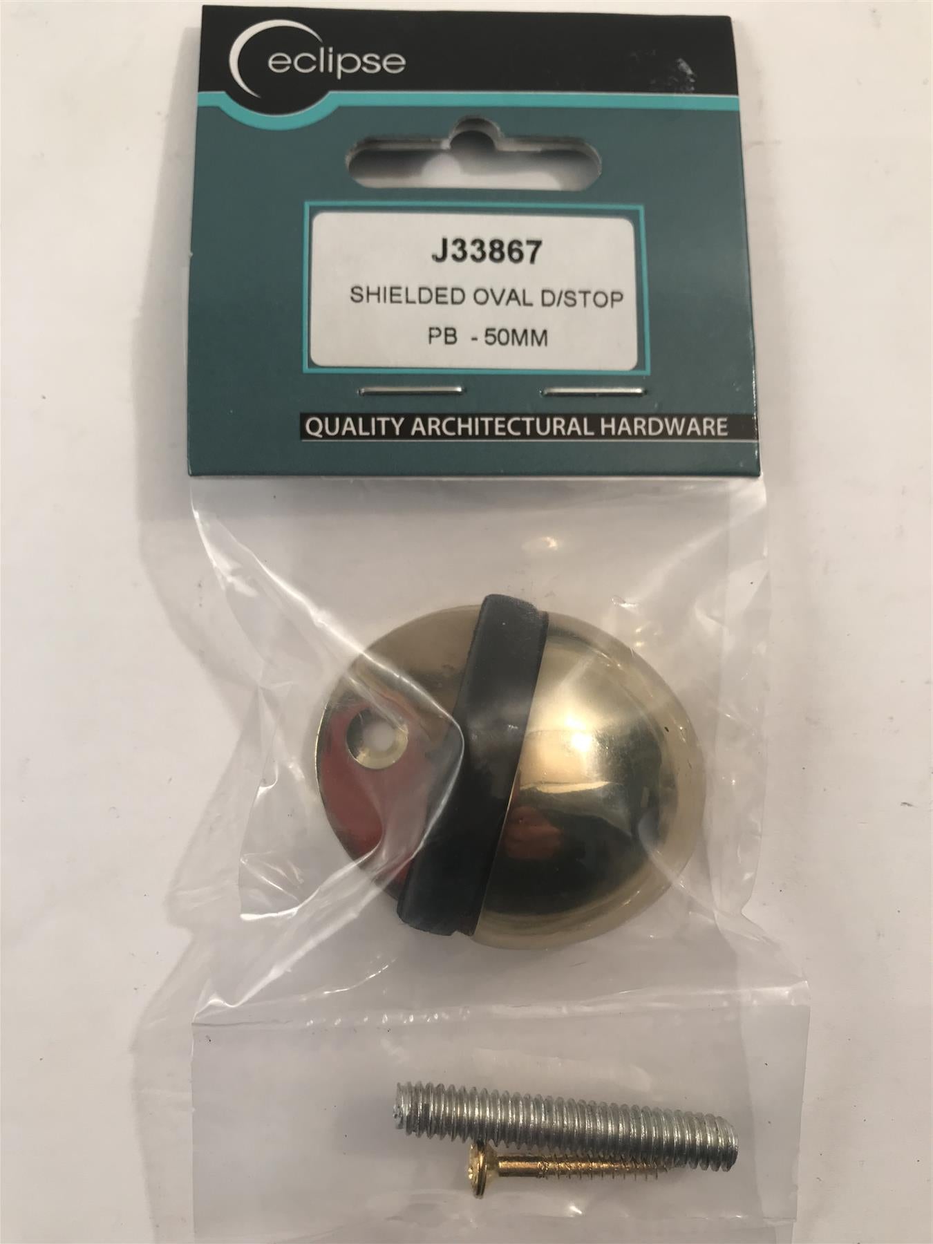 Eclipse Shielded Oval Door Stop Brass 50mm  J33867