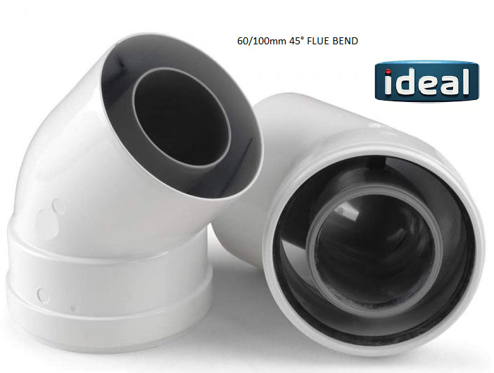 New Ideal 203131 Flue Elbow 45 Deg Packaged Pair 60/100mm (2)