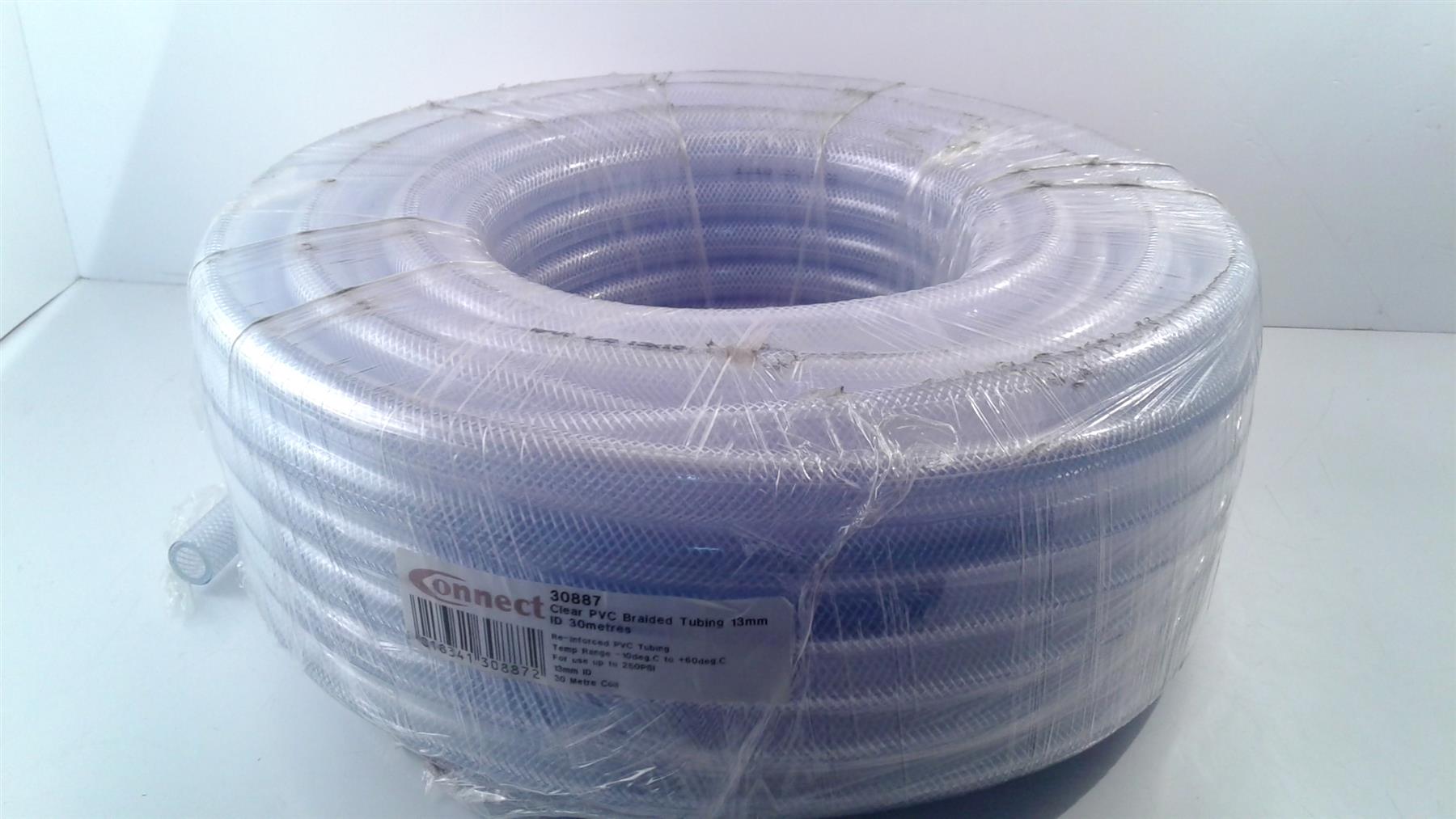 1/2" (13mm) Clear PVC Braided Hose 30m