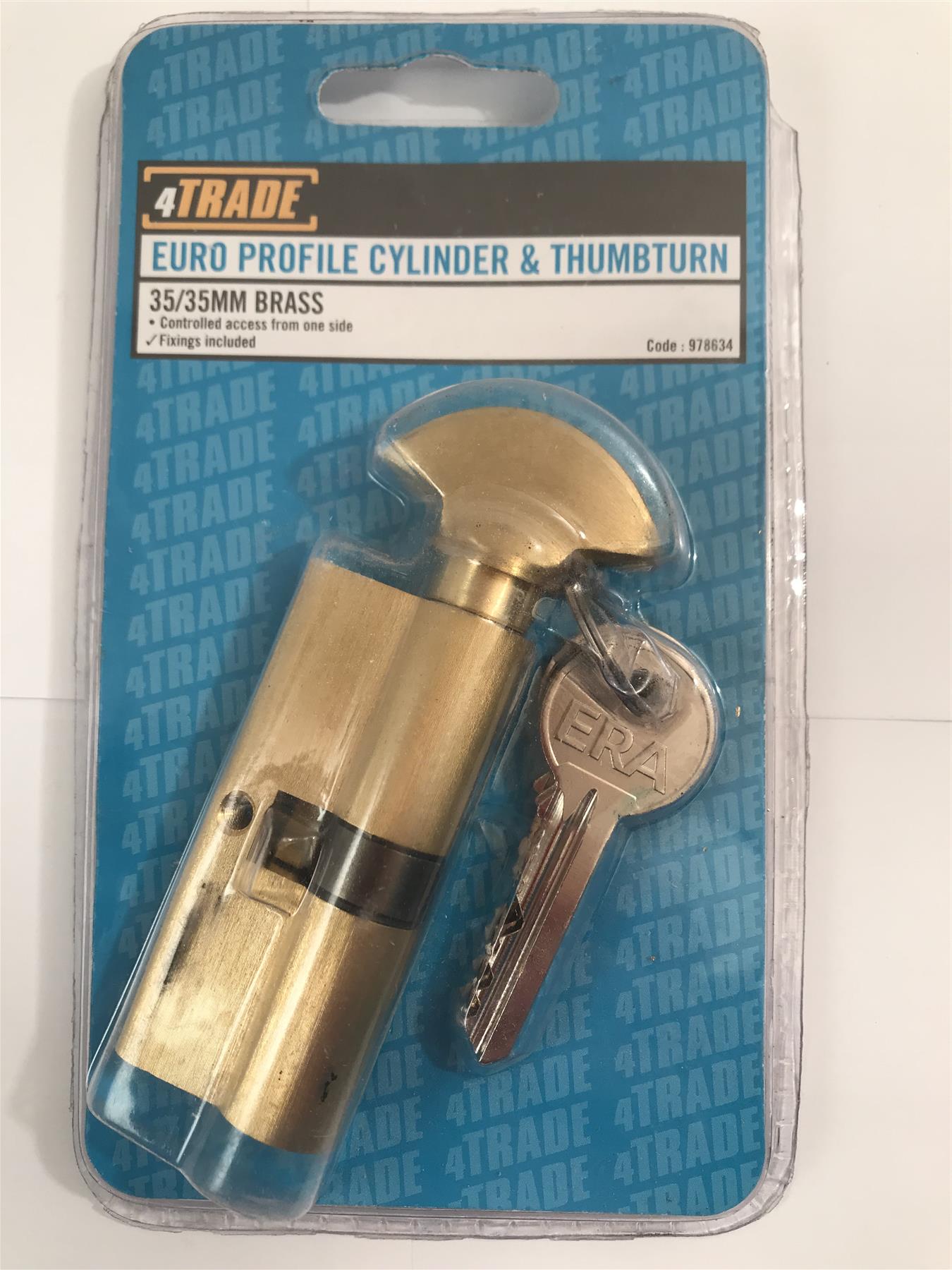 4trade Euro Profile Cylinder & Thumbturn 35/35 mm Brass 2 keys 978634