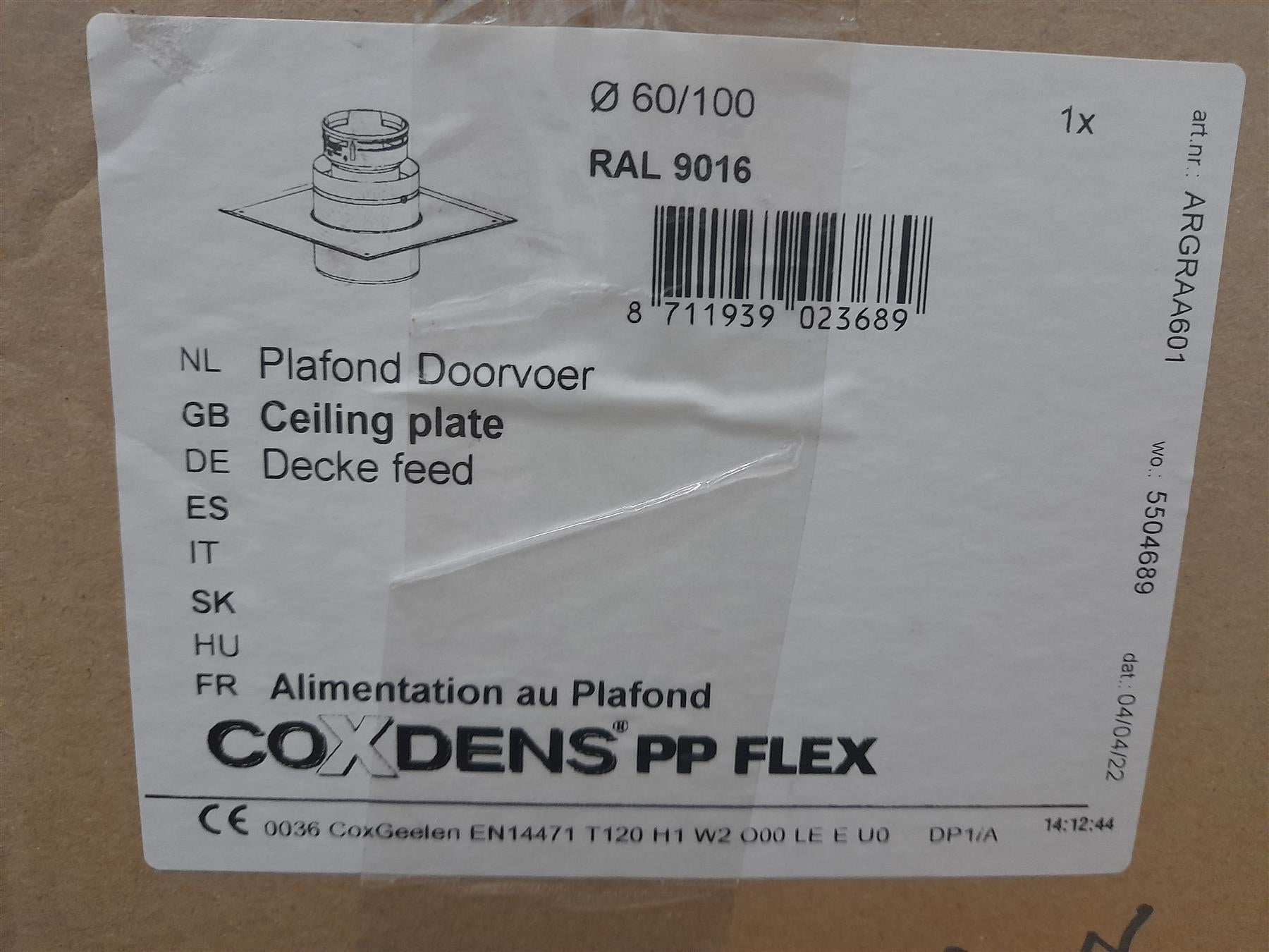COXDENS (VIESSMANN) RAL 9016 CEILING PLATE 60/100