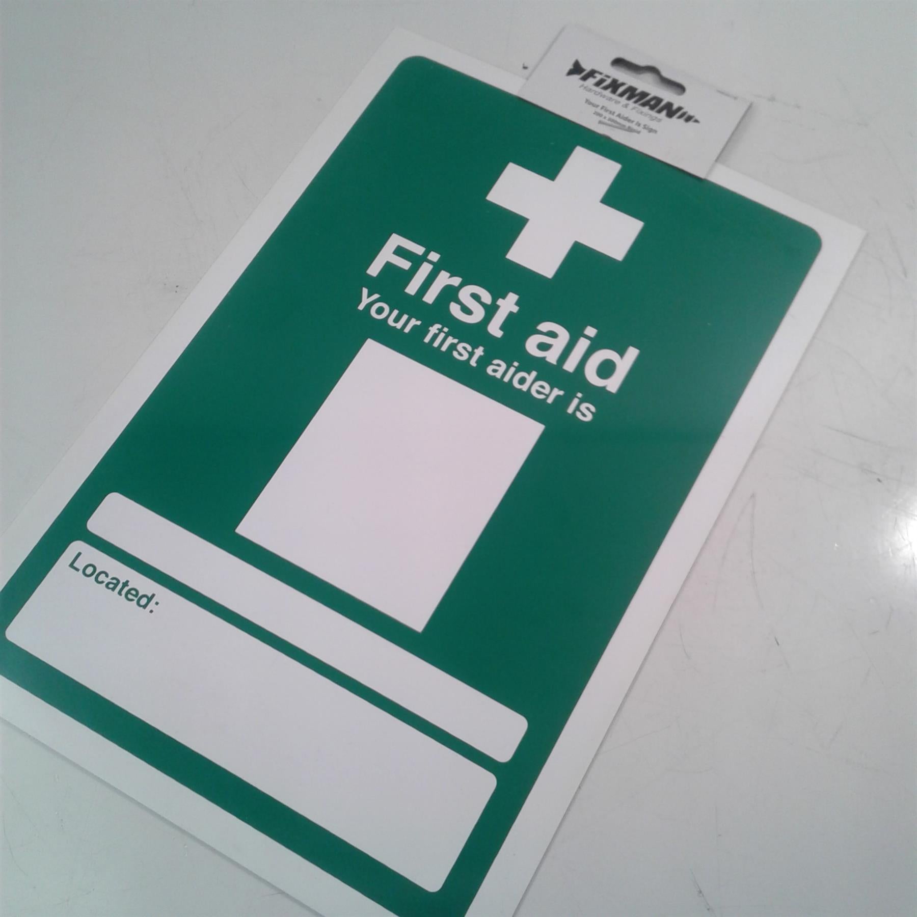 Fisman Your First Aider Sign 200 x 300mm Rigid