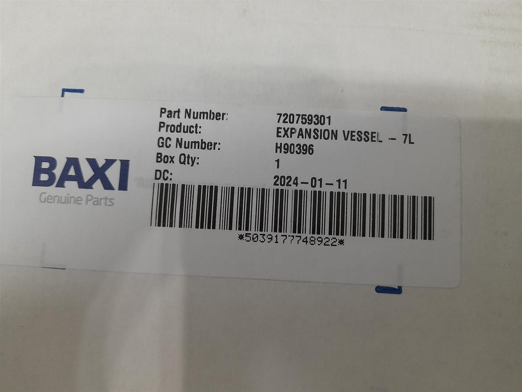 Baxi Neta-tec/Megaflo/EcoBlue/124/128 7L Expansion Vessel 720759301