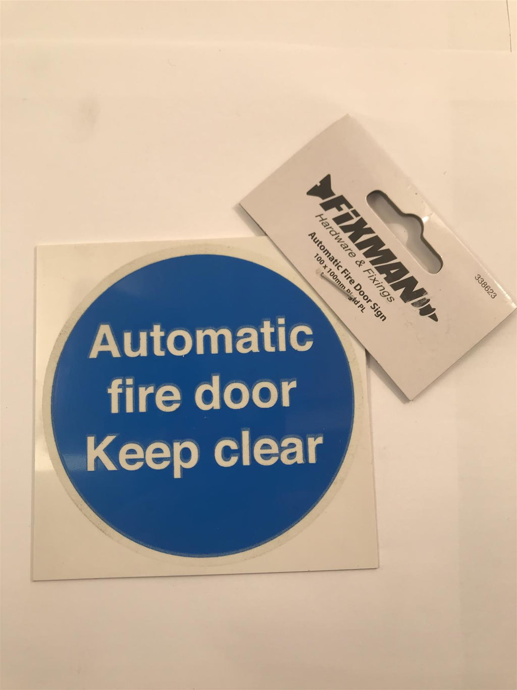 Automatic Fire Door Sign 100 x 100mm Rigid PL  338623