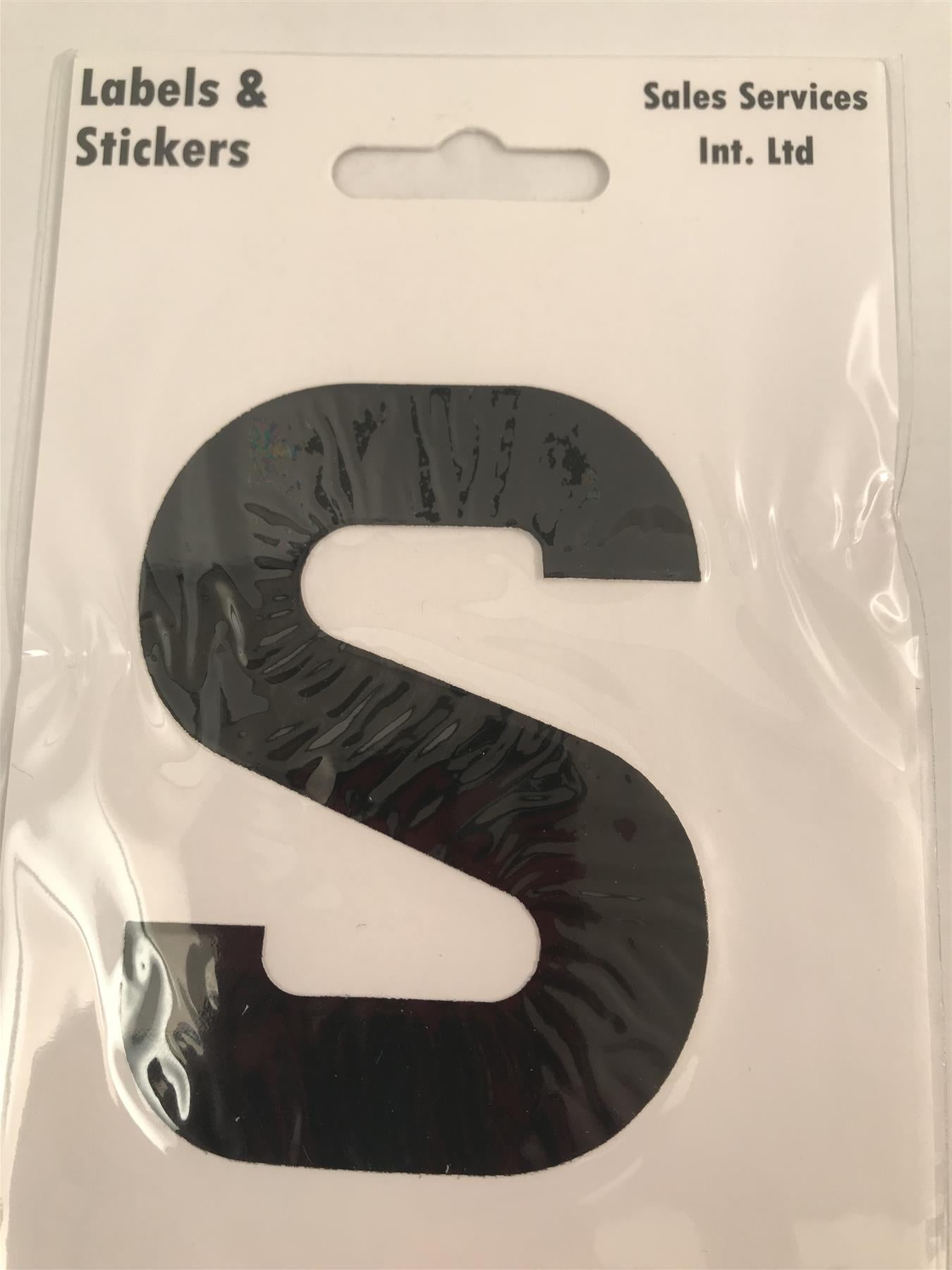 Black Letter S Self Adhesive Waterproof Sticker 8 x 6cm