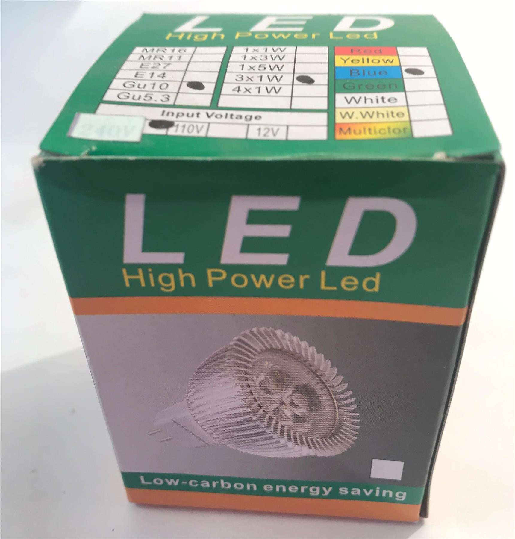 GU10 Blue 3W LED Energy Saving Bulb