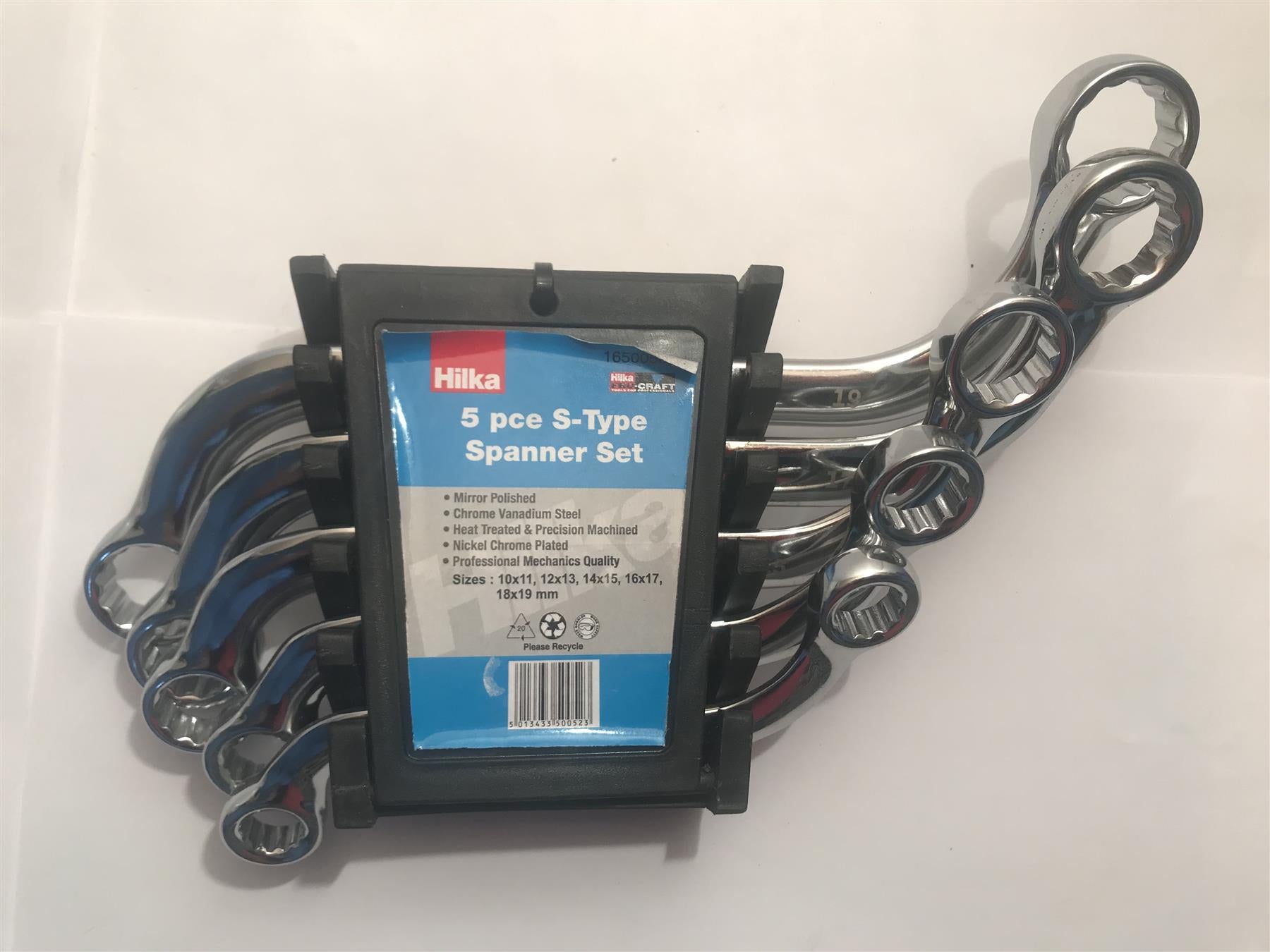 Hilka 5pc S-Type Spanner Set 10x11, 12x13, 14x15, 16x17, 18x19mm 16500502