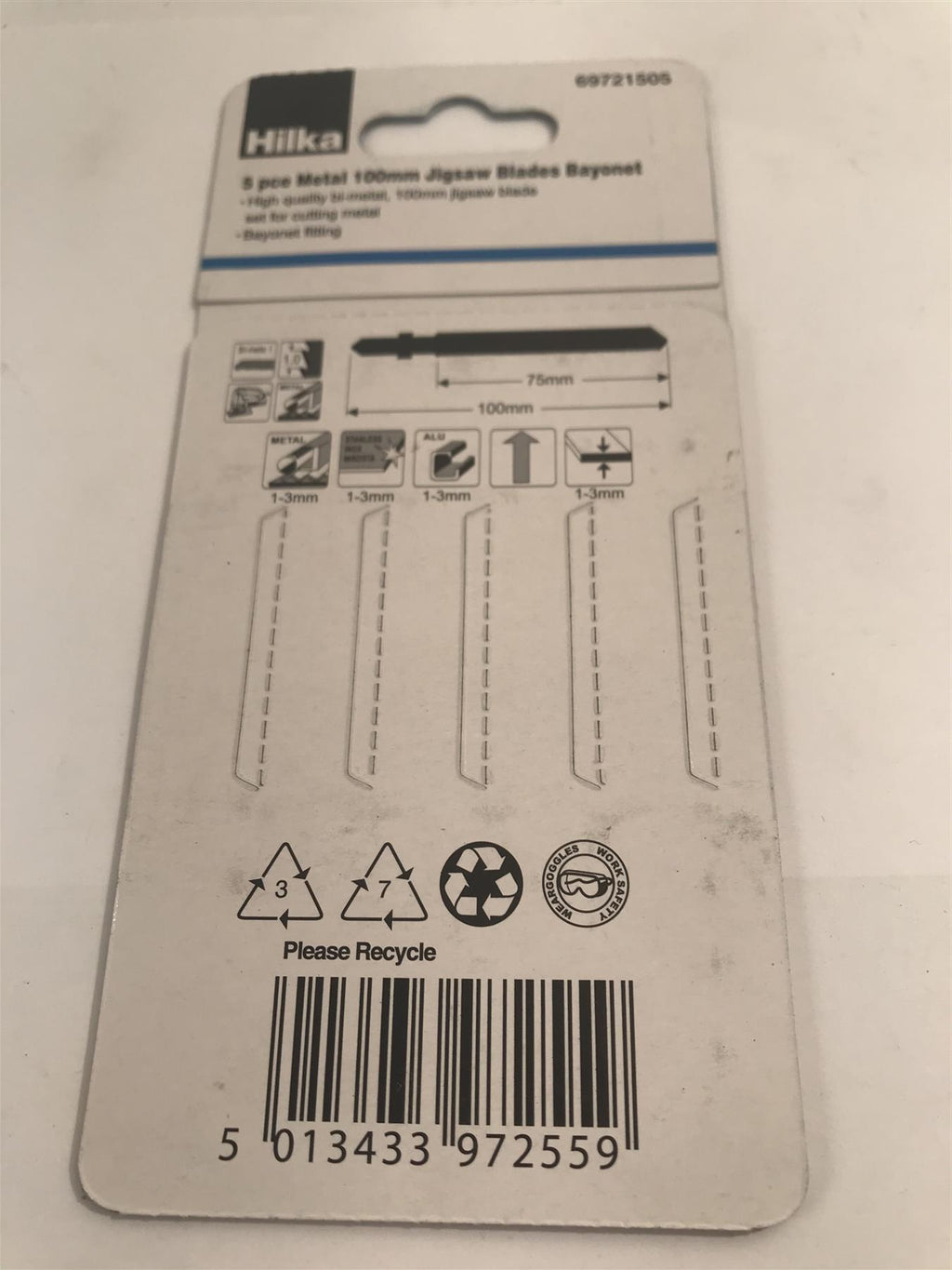 Hilka 5pc Metal 100mm Jigsaw Blades Bayonet 69721505