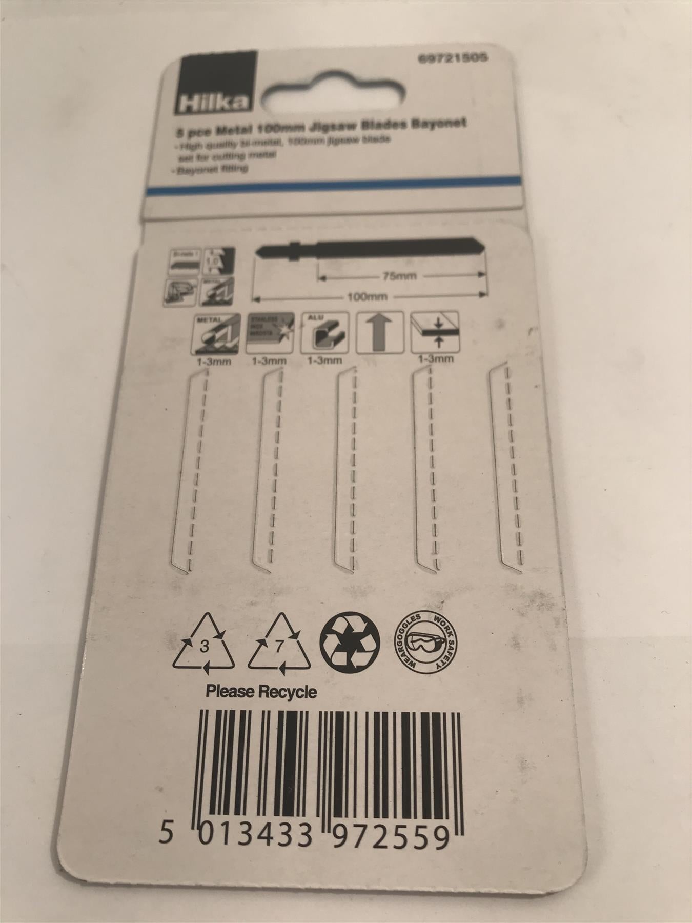Hilka 5pc Metal 100mm Jigsaw Blades Bayonet 69721505