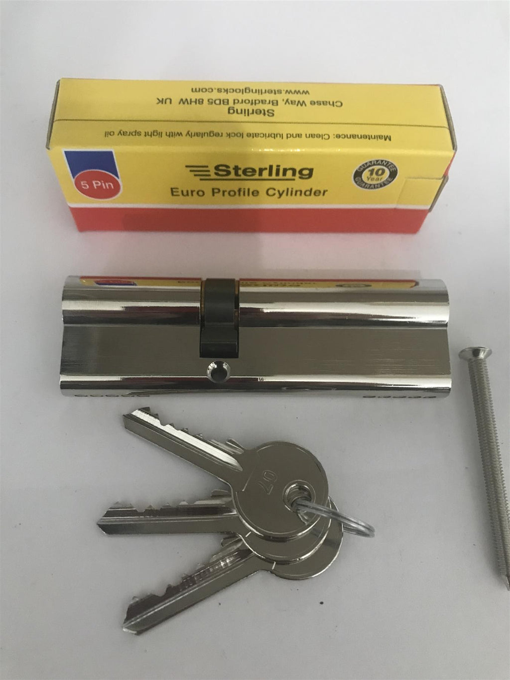 Sterling EPN4060 Double Euro 5 Pin Cylinder 100mm (40x60), Polished Nickel