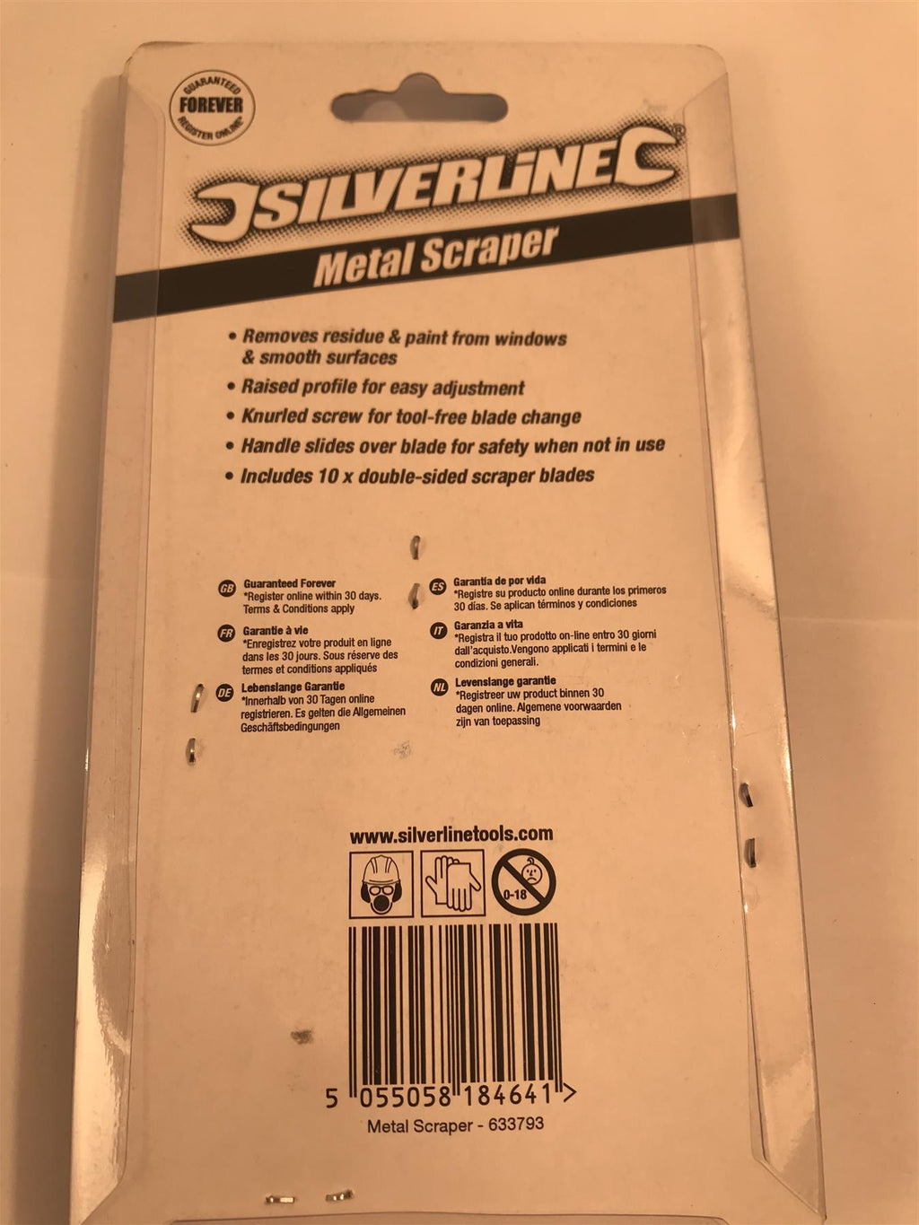 Silverline 633793 Metal Scraper 43mm Blade Includes 10x  Double-Sided Blades