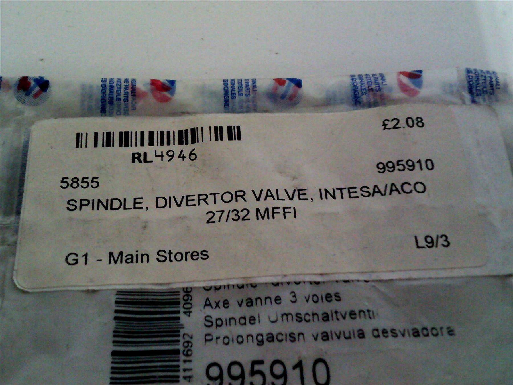 Ariston ACO Ecocombi Intesa TP Spindle Diverter Valve 995910