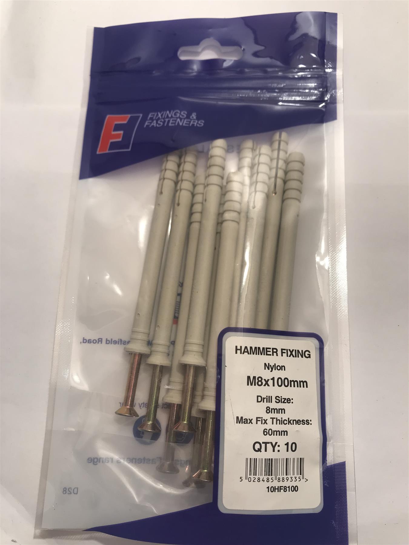 Forgefix Hammer Fixing M8 x 100mm (Pk10) 10HF8100