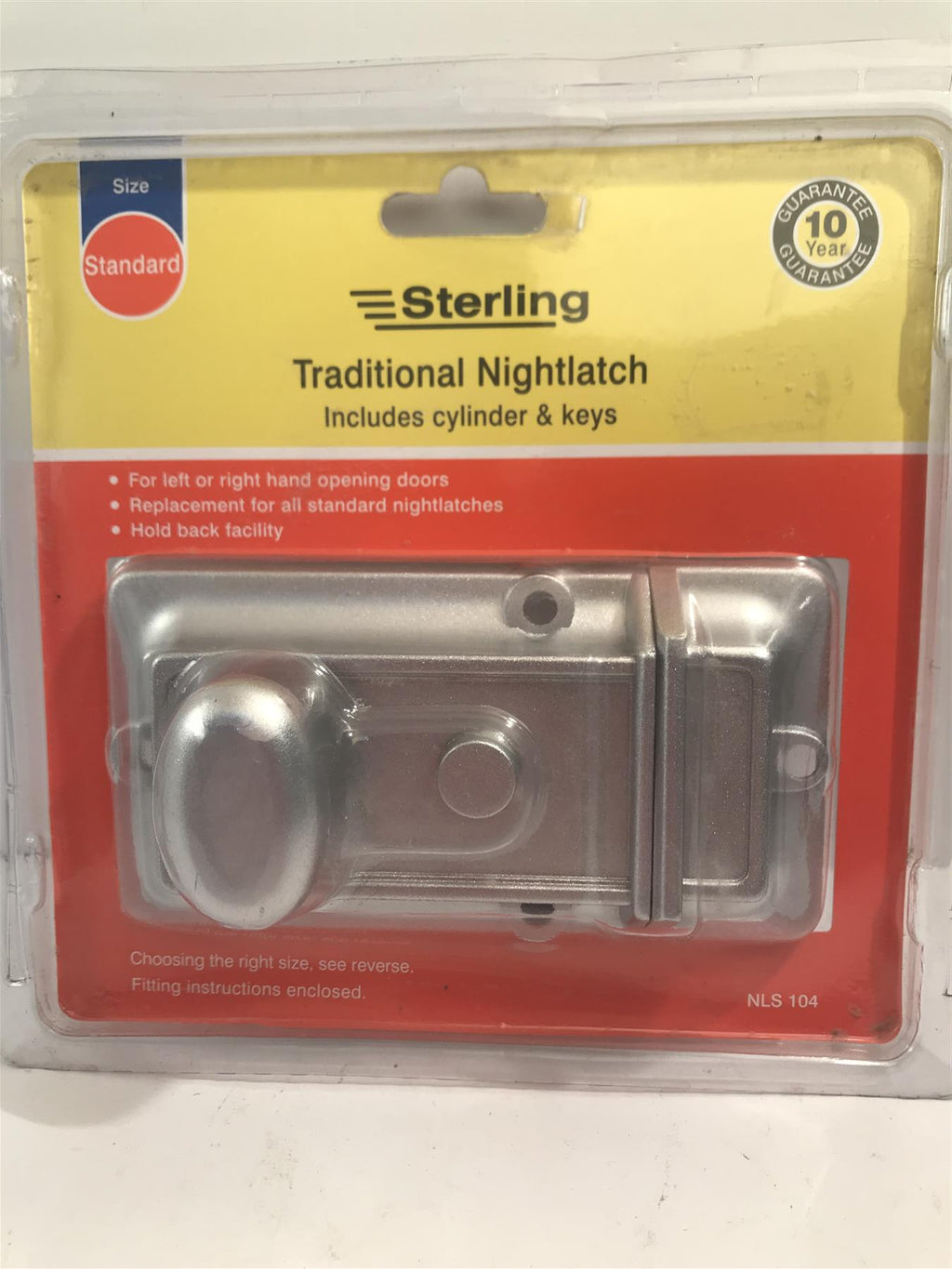 Sterling Standard Traditional Night Latch, Satin Chrome NLS104