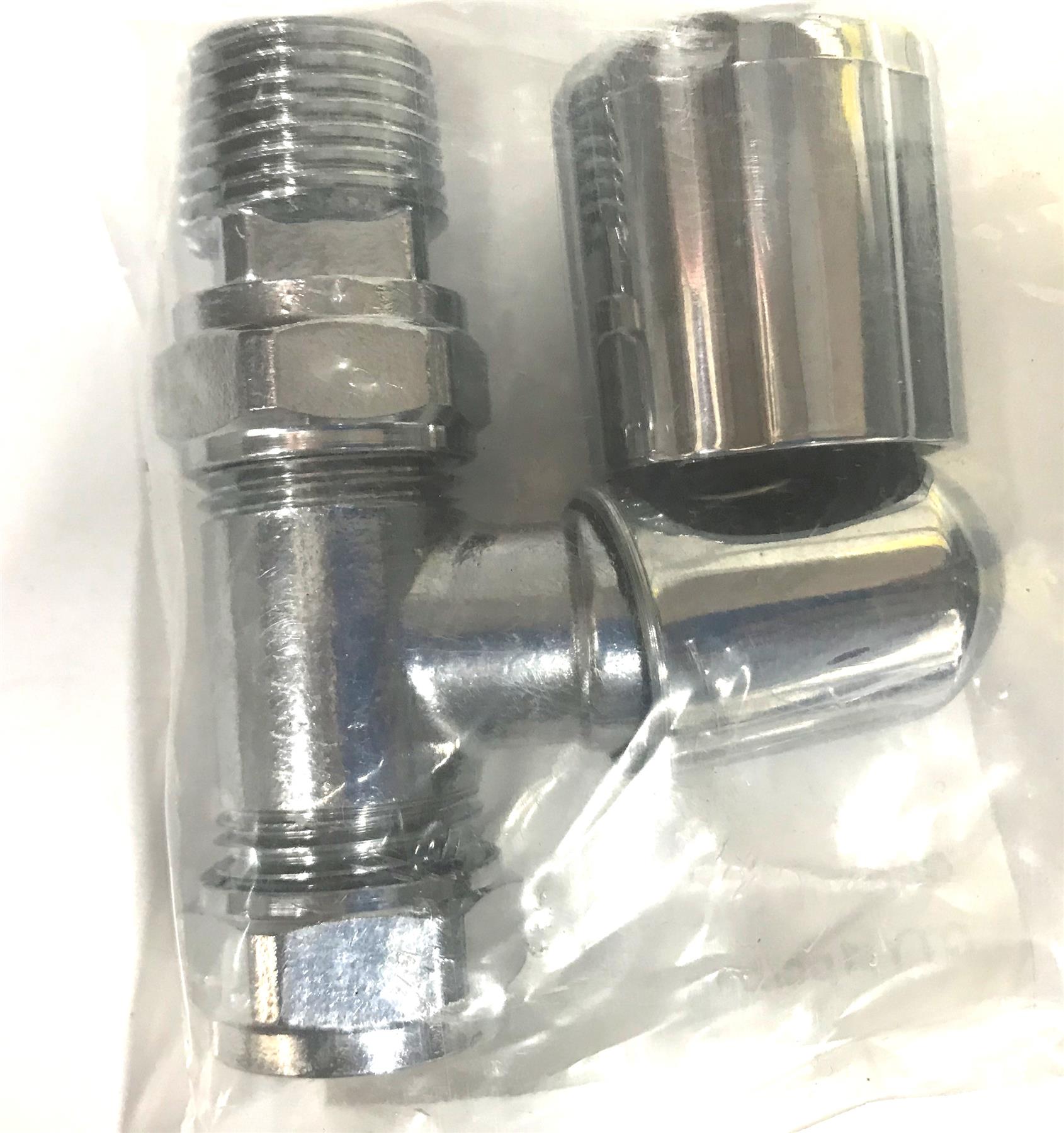 New Straight Chrome Thermostatic Radiator Valve TRV & Small Round Top Lockshield