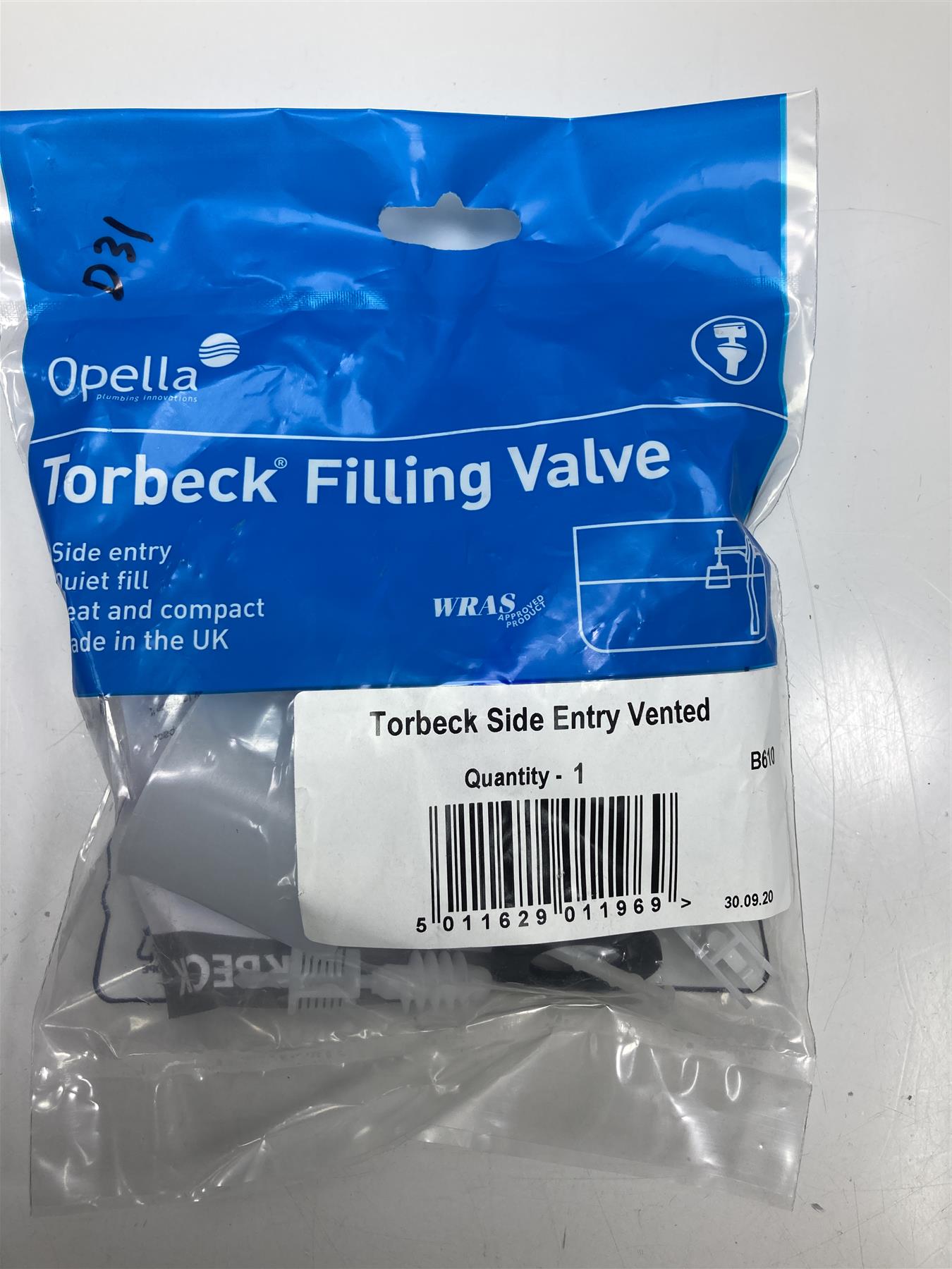 NEW Torbeck 1/2 Inch Side Entry Toilet Cistern Ball-cock / Float Fill Valve B610