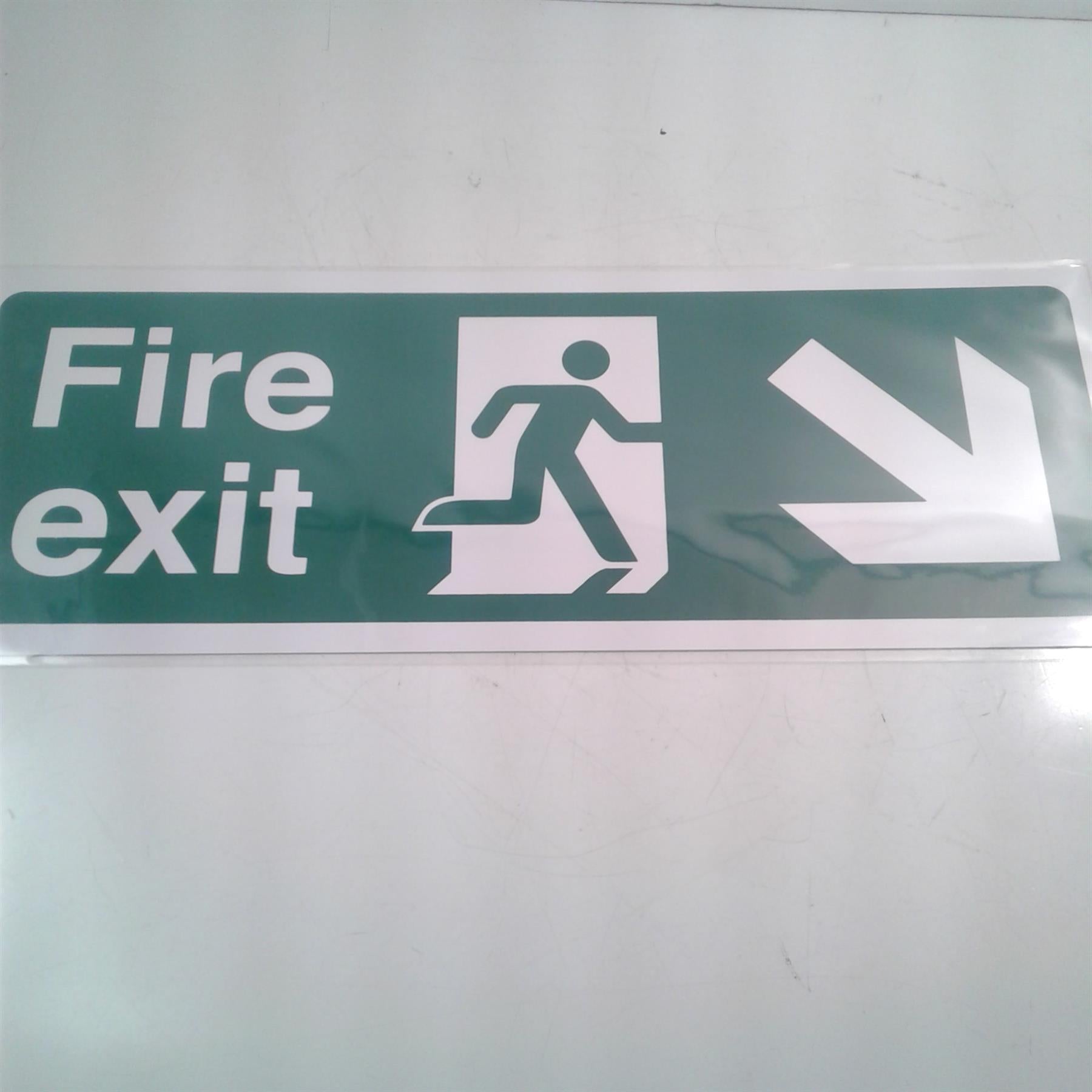 Fixman Fire Exit Down Right Rigid Sign 400 x 150mm