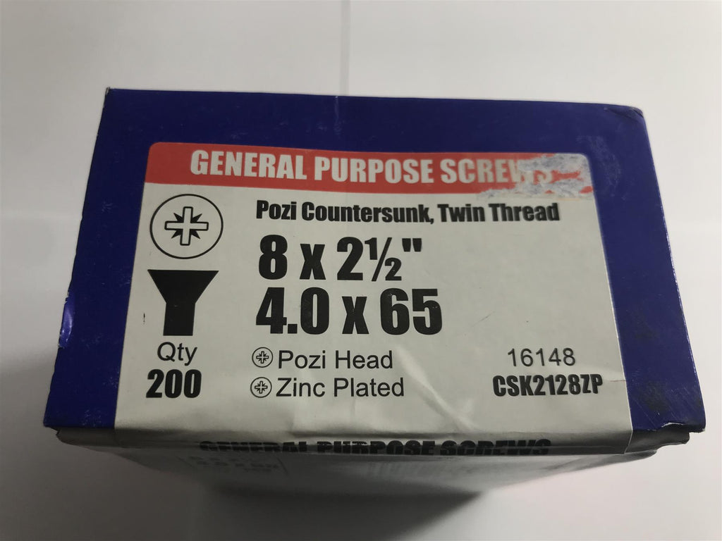 Forgefix General Purpose Pozi Screw CSK2128ZP 2 1/2 x 8 Box 200