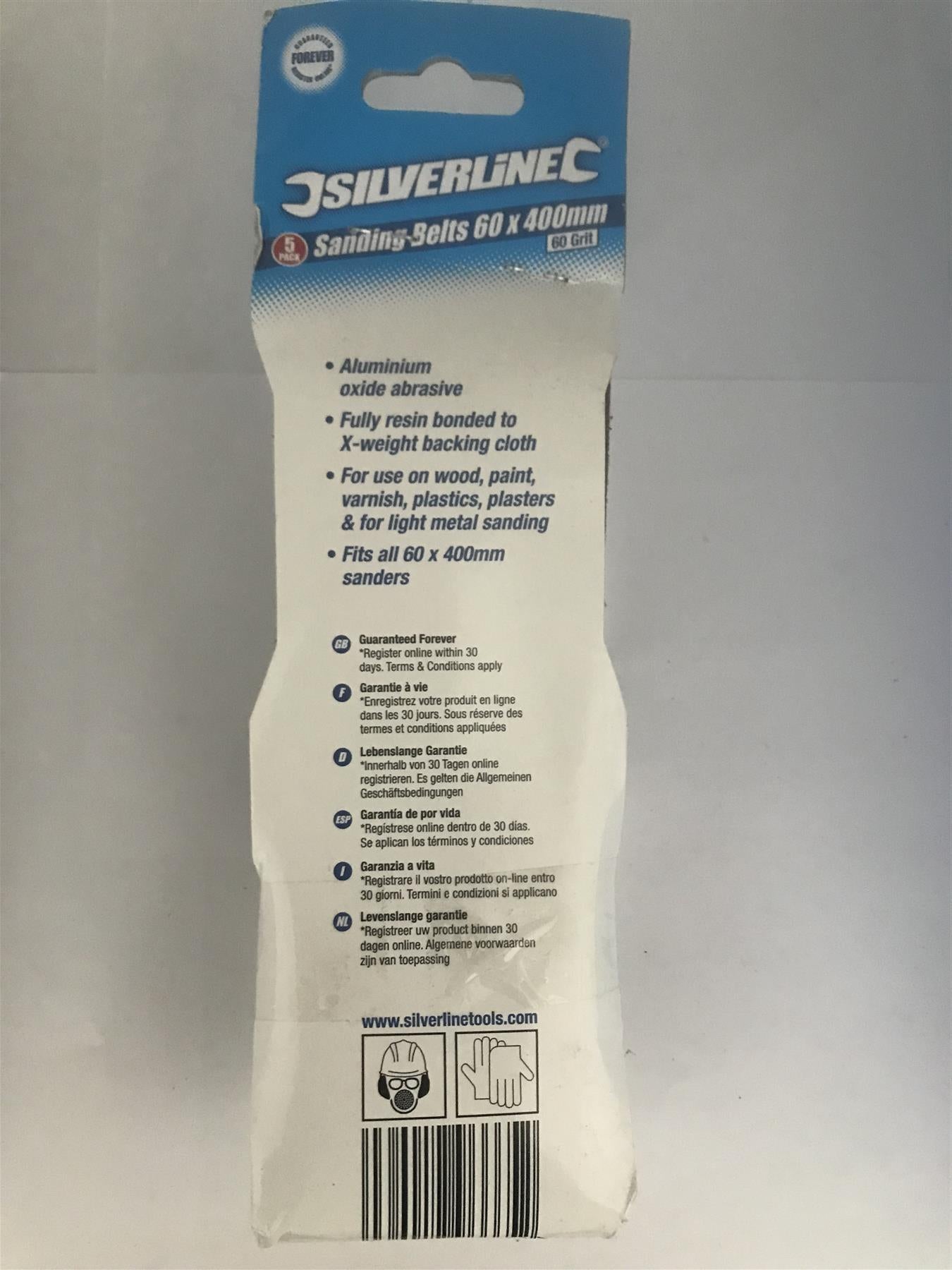 Silverline Sanding Belt 60 x 400mm 60 grit 5 PK  603333
