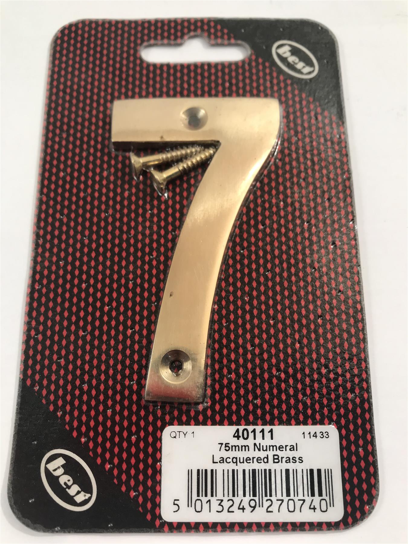 Best 75mm 3" Lacquered Brass No.7  with screws  -   40111