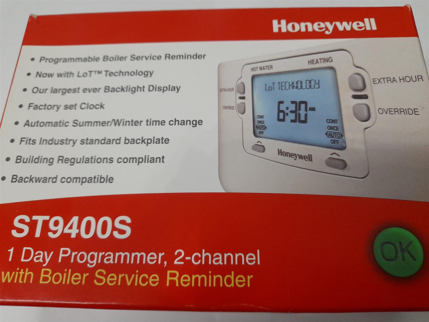 Honeywell ST9400S ST9400S1001 1 Day Digital Programmer, 2 Channel