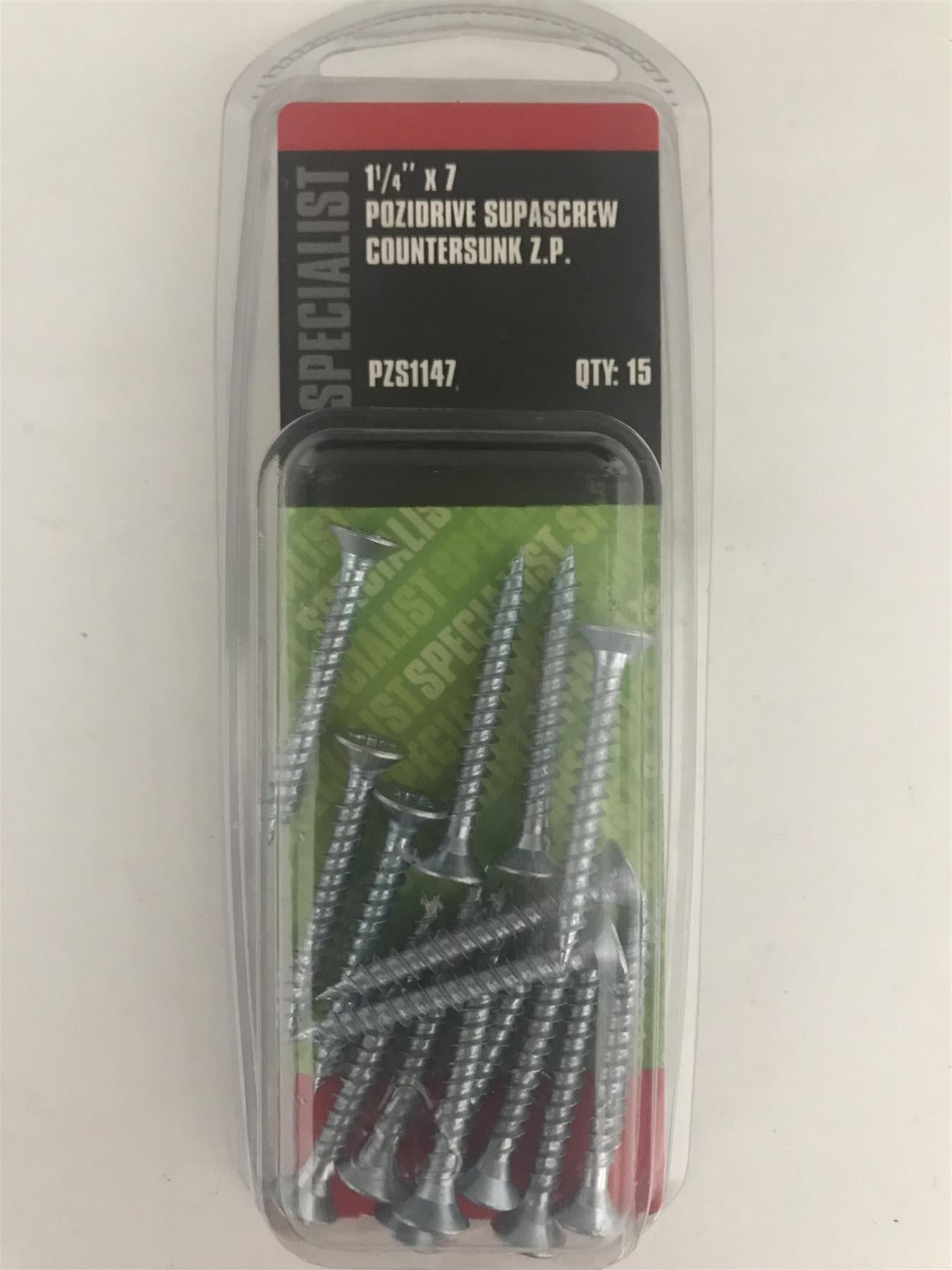 Specialist 1 1/4" x 7g Pozi Countersunk Wood Screws  PZS1147 Pack 15