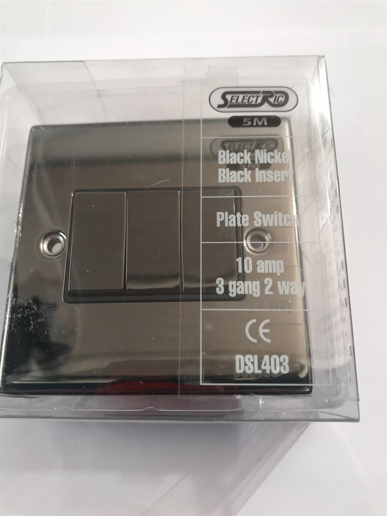 Black Nickel Black Insert Plate Switch 10A 3 Gang 2 Way  DSL403