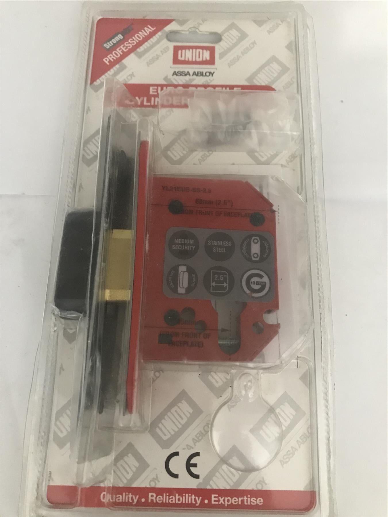 Union 68mm (2.5”) Euro profile cylinder Deadlock StrongBOLT Satin S Steel