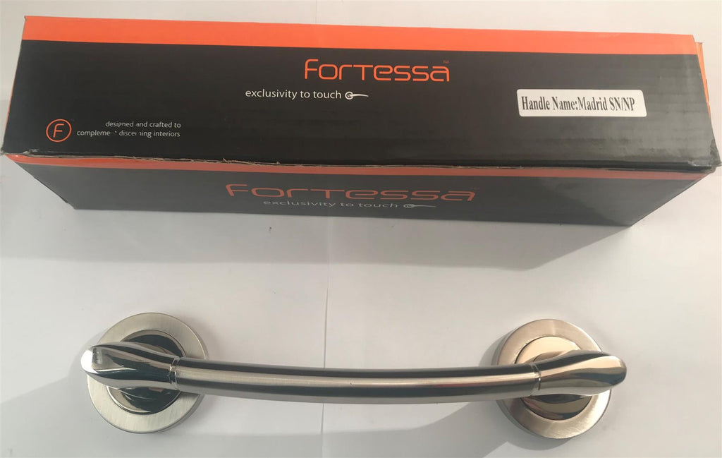 Fortessa FACMAD-SN/NP Madrid Door Handle Satin Nickel/Nickel Polished