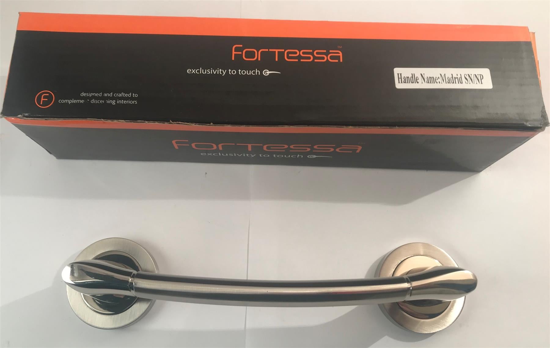 Fortessa FACMAD-SN/NP Madrid Door Handle Satin Nickel/Nickel Polished