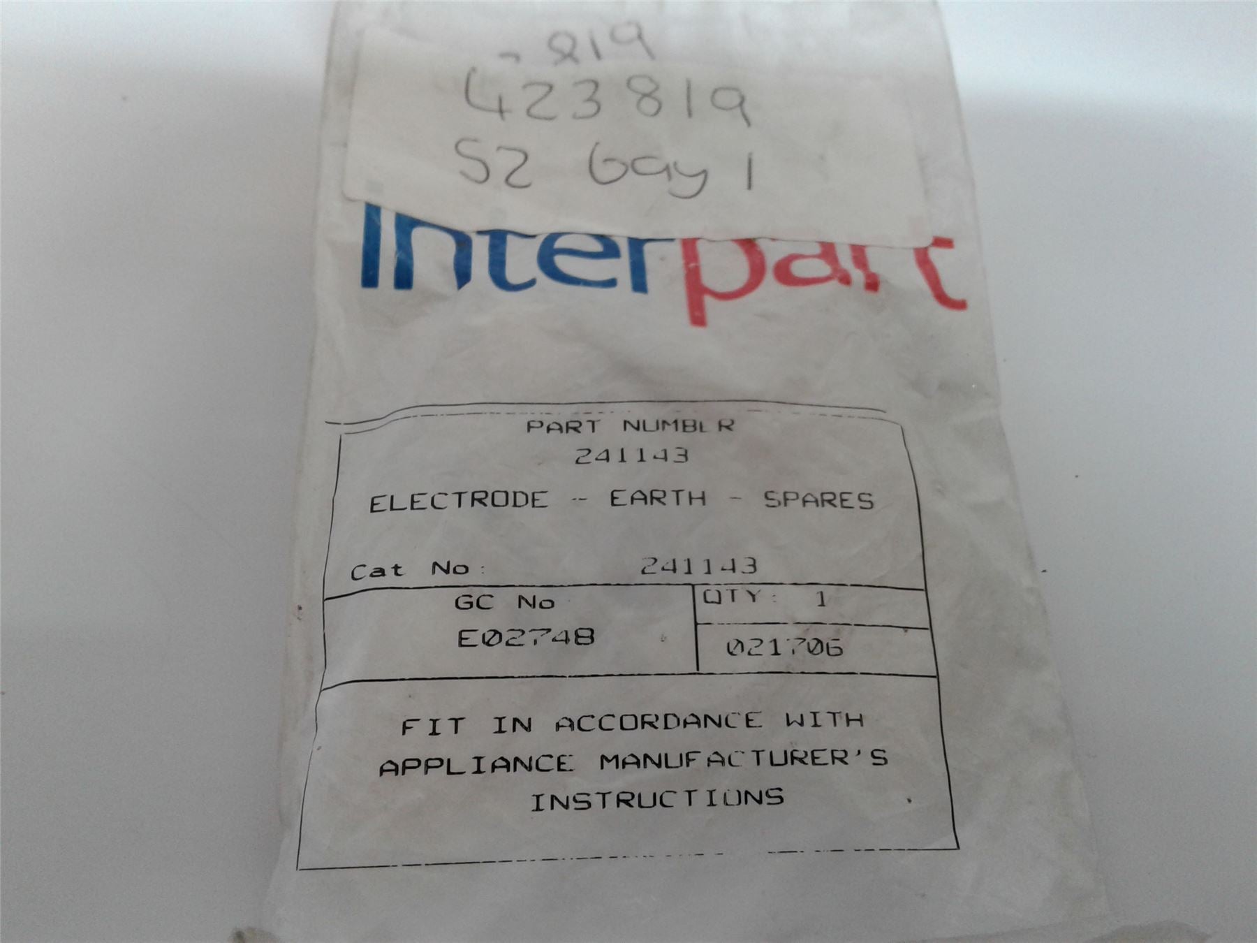 NEW Baxi Bahama Earth Electrode 241143