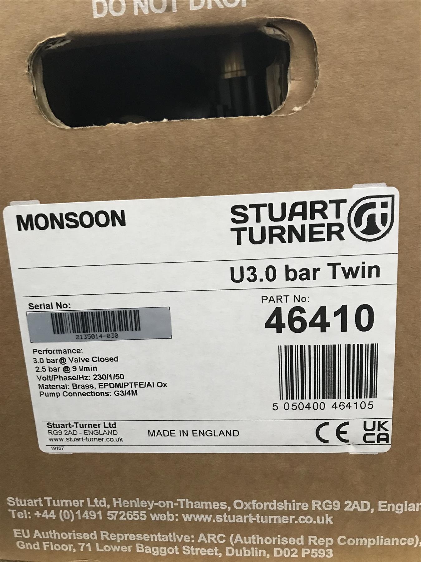 Stuart Turner Monsoon 3.0 Bar Twin Shower Pump 46410