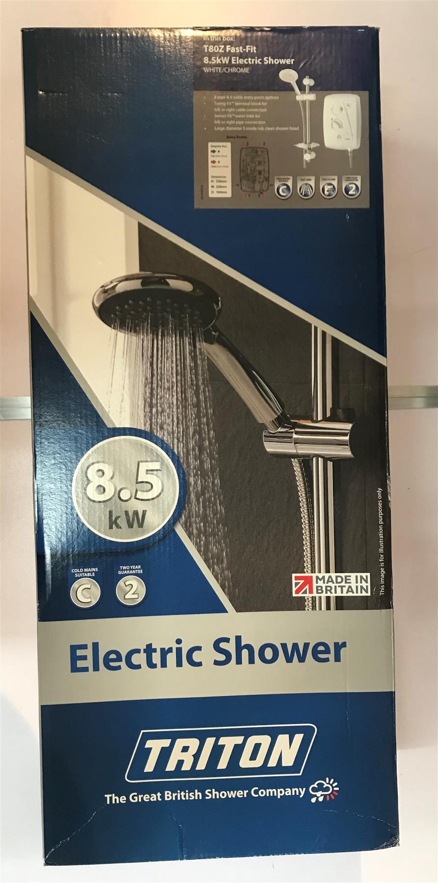 Triton T80Z White & Chrome Fast Fit Electric Shower 8.5kW   SP8008ZFF