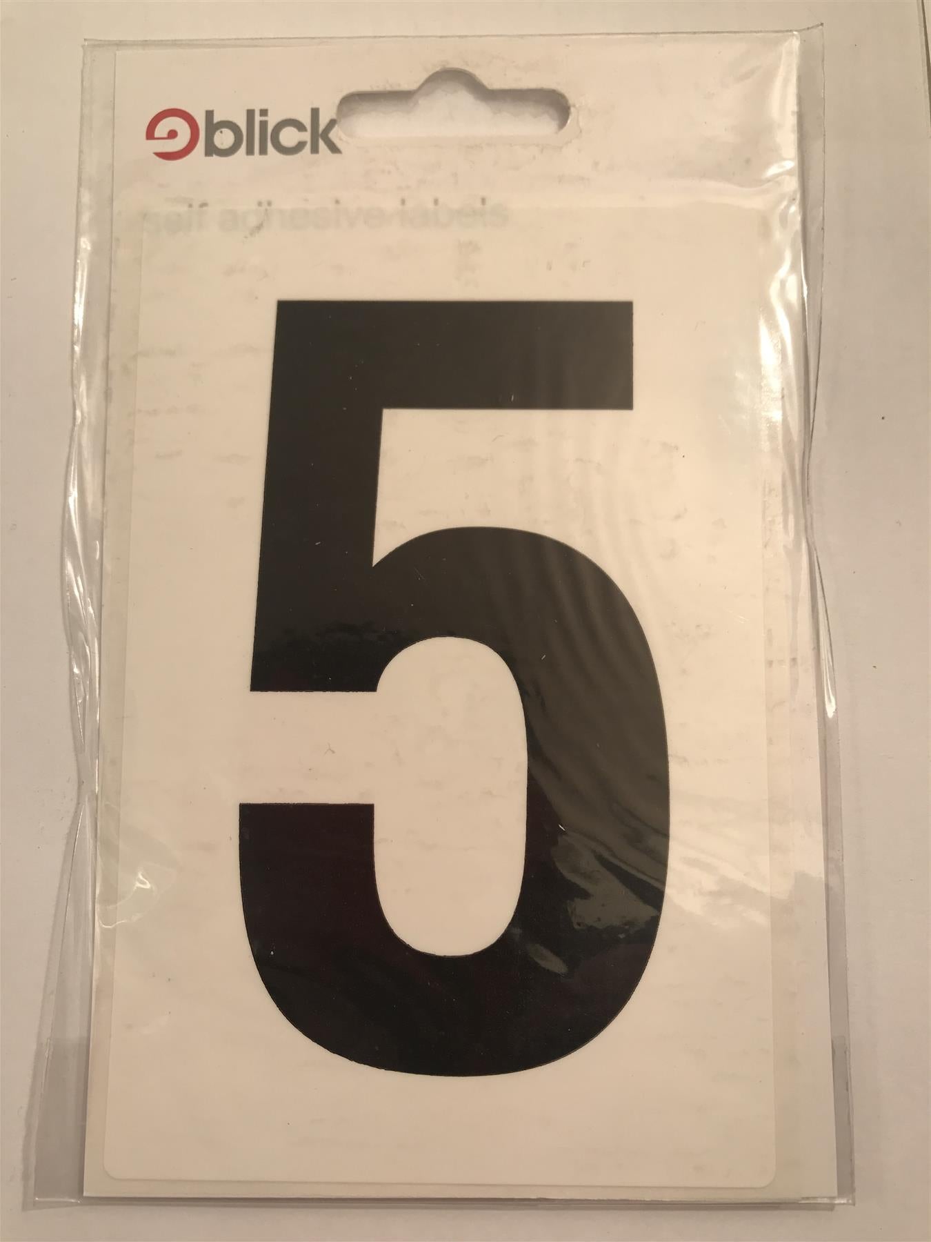 Blick Wheelie Bin Number 5 Black on White Self Adhesive Label 5" x 3 1/2"