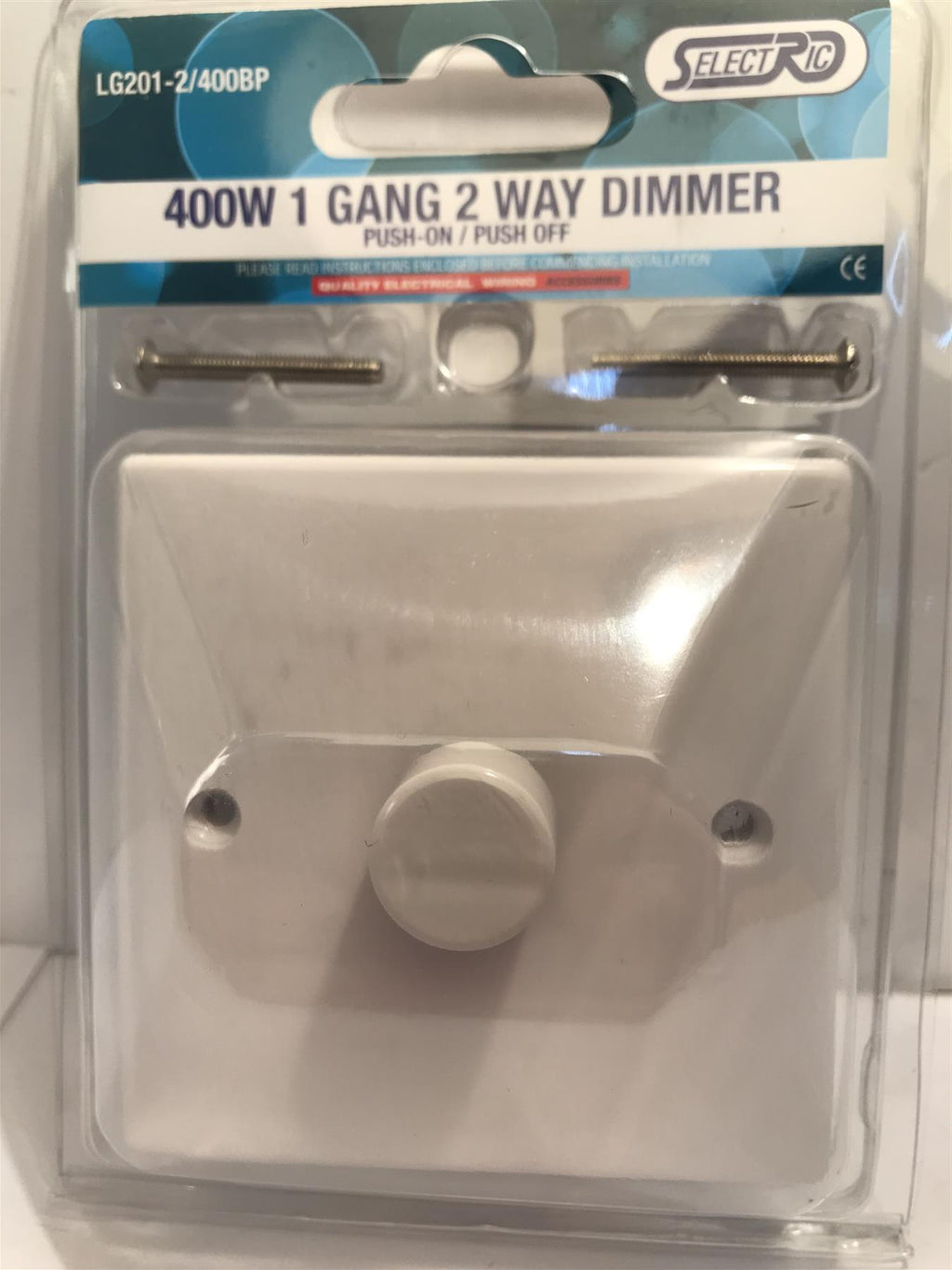 White Dimmer switch On Off Lighting 1Gang 2Way 400w LG201-2/400BP
