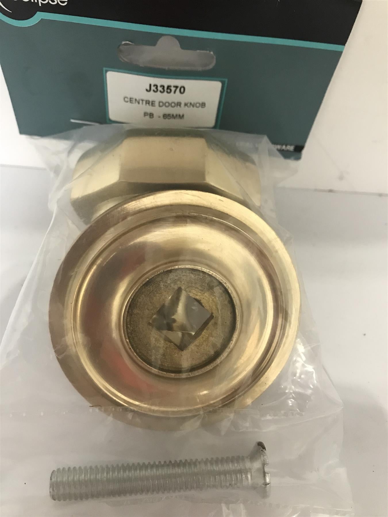 Octagonal Brass Centre Door Knob PB-65mm  J33570