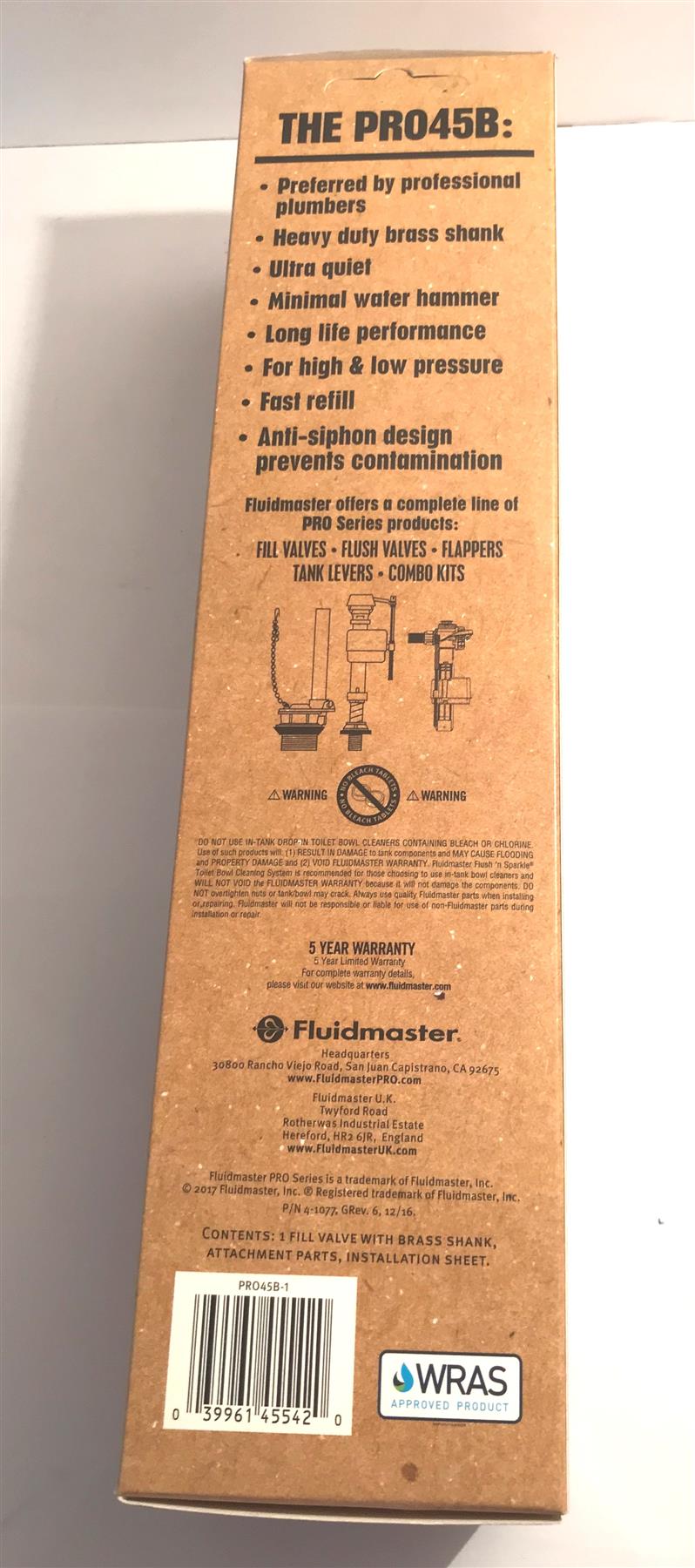 Fluidmaster Black PRO45B Fill Valve with Brass Shank