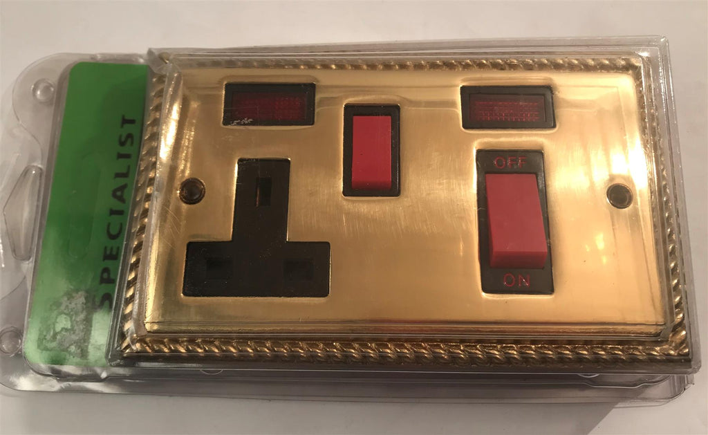 Specialist 45 Amp Cooker Control Unit Georgian Brass Black Insert  SEGC19B