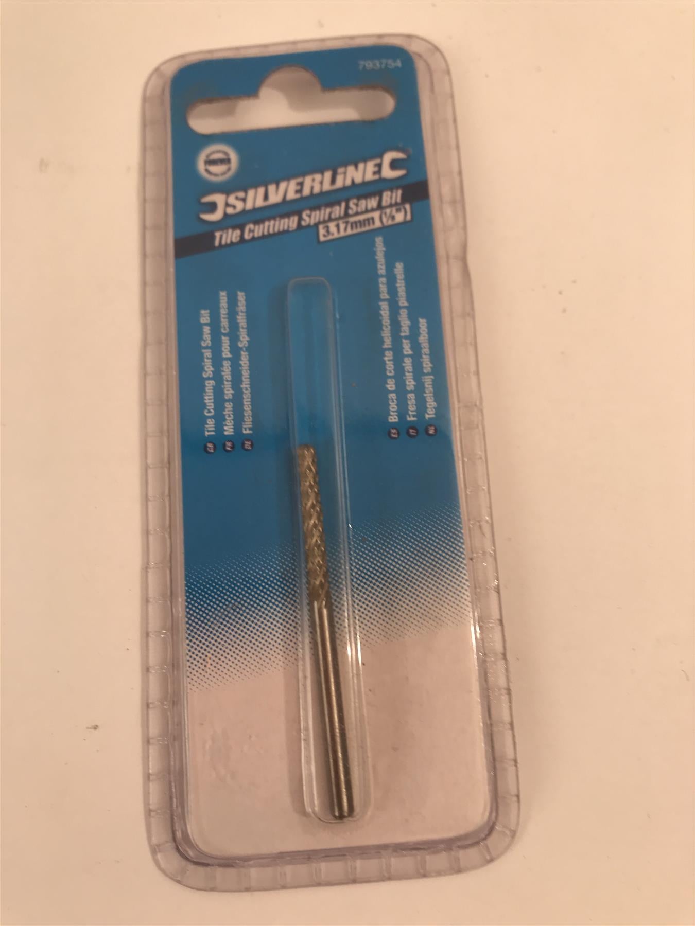 Silverline Tile Cutting Spiral Saw Bit 3.17mm 1/8'' Use With Rotary Tools 793754