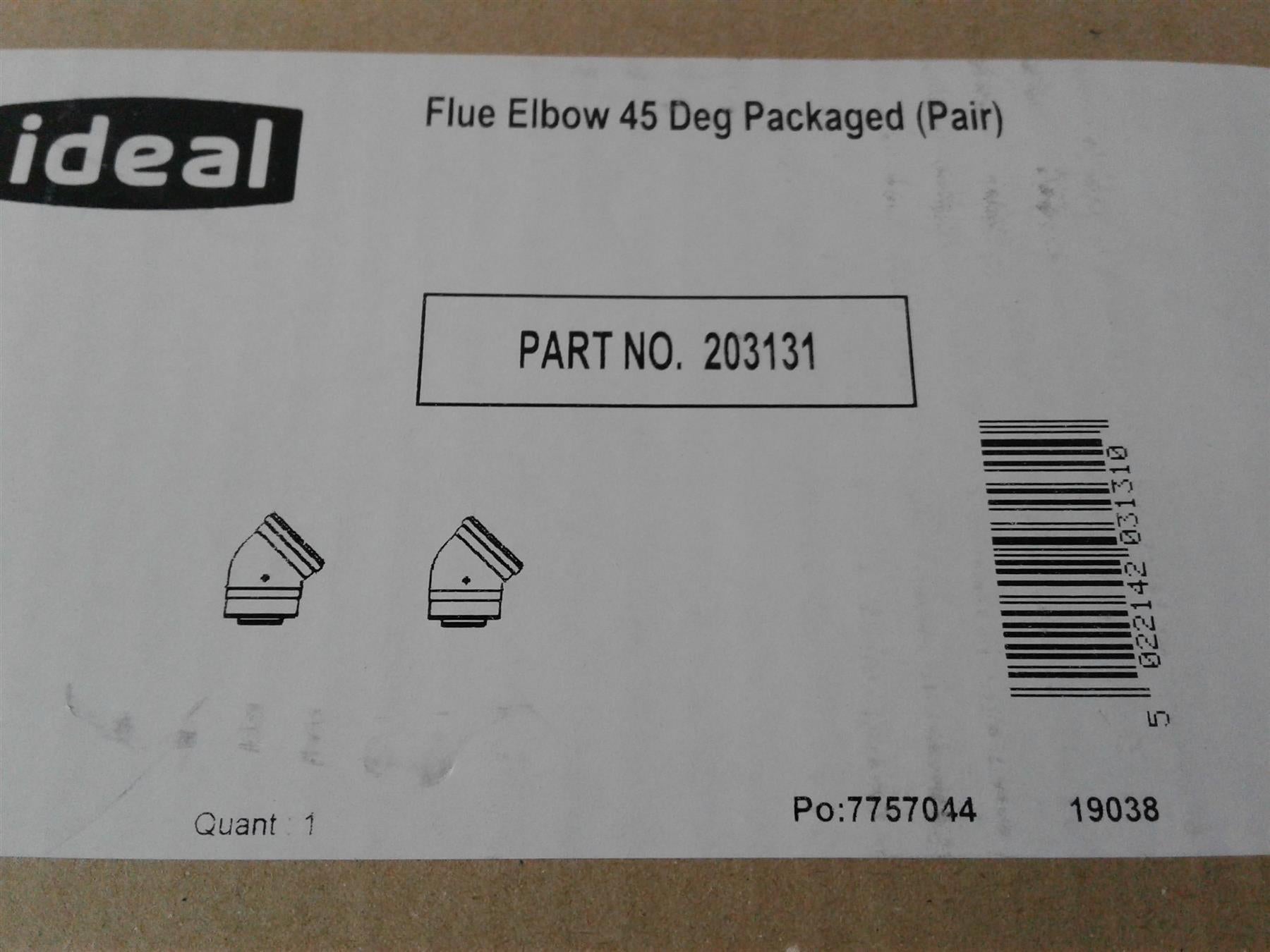 New Ideal 203131 Flue Elbow 45 Deg Packaged Pair 60/100mm (2)