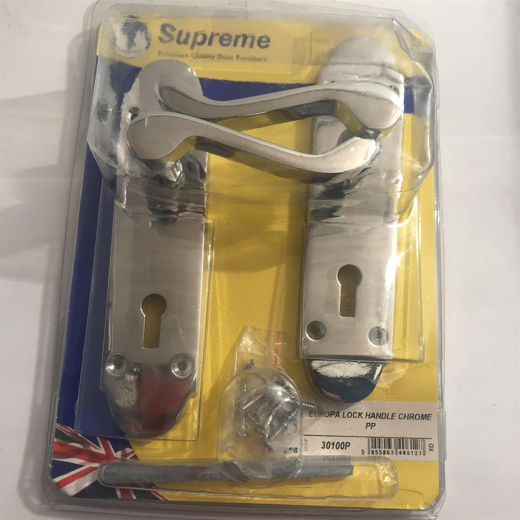 Supreme Europa Lock Handle Scroll Polished Chrome 30100P