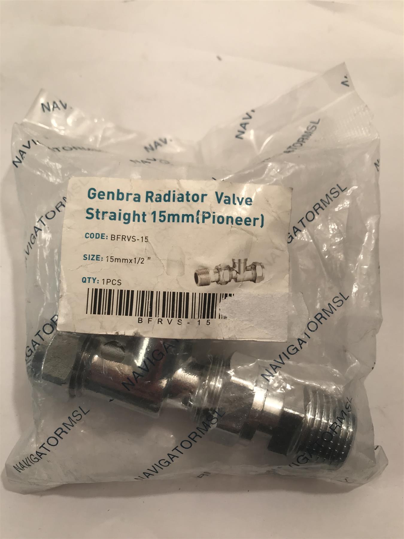 navigator genbra radiator valve straight 15mm x 1/2" (pioneer) bfrvs-15
