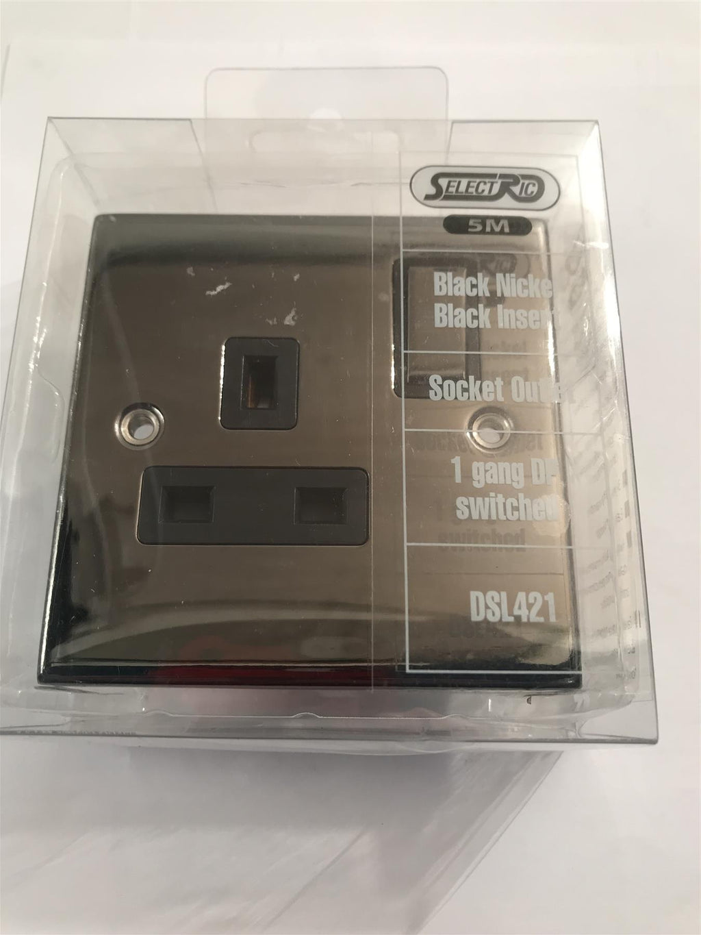 Selectric Black Nickel Socket Outlet 1 Gang DP Switched Black Insert  DSL421